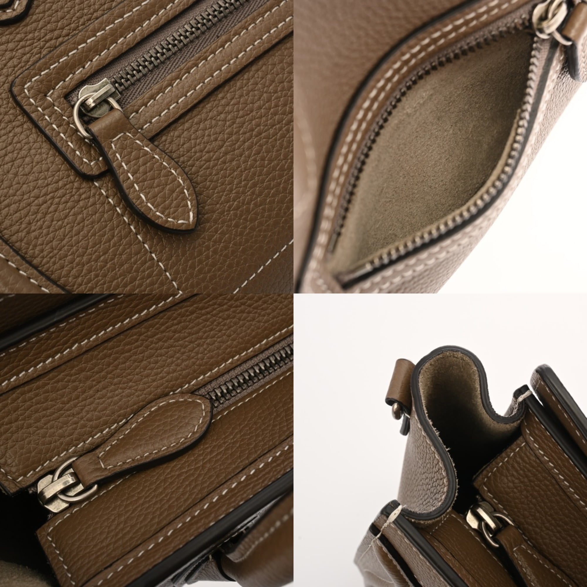 CELINE Luggage Nano 2-Way Slim 189243 Women's Drummed Calfskin Handbag, A-Rank, Pre-Owned, Ginzo