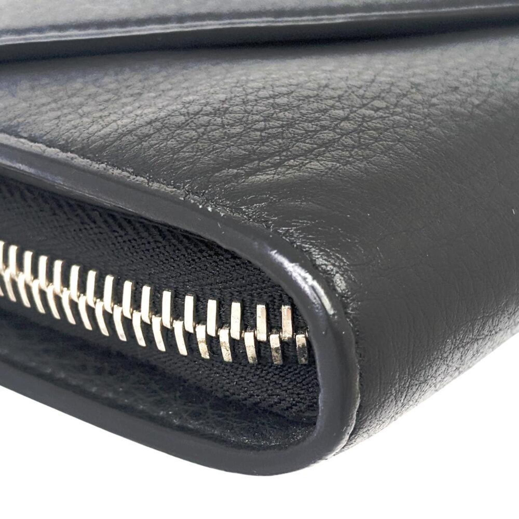 BALENCIAGA Paper Manny Leather Black 371661 Large Wallet Long Men's Women's