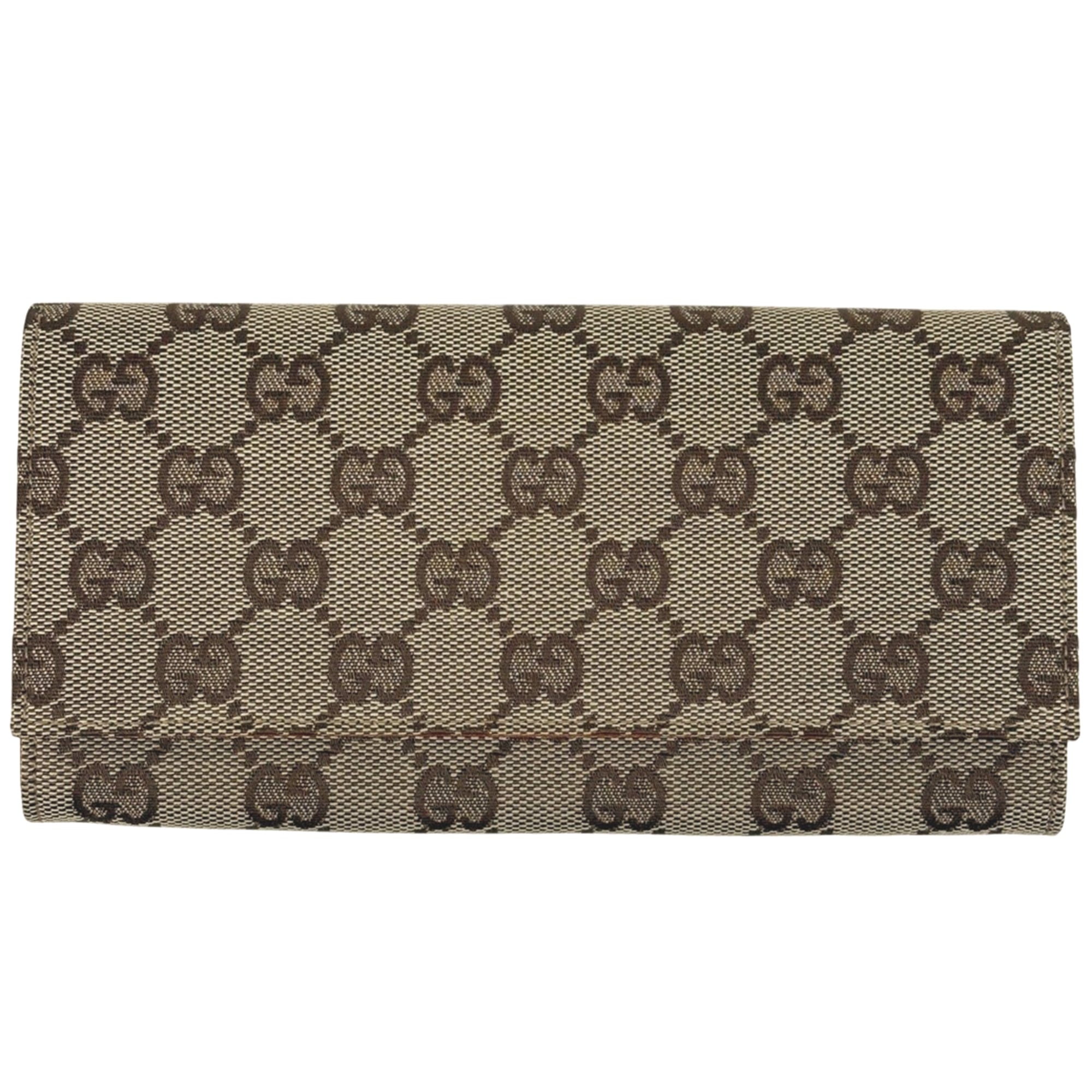 Gucci GG-patterned long wallet with bill compartment and coin purse in brown GG canvas (120967) for women