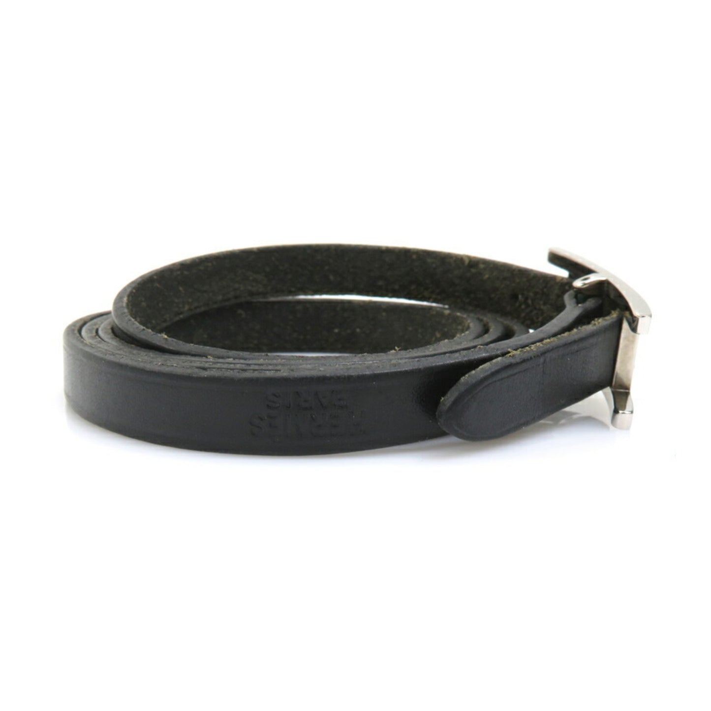 Hermes Hermès Api Leather Bracelet in Black and Silver for Women (e60669a)