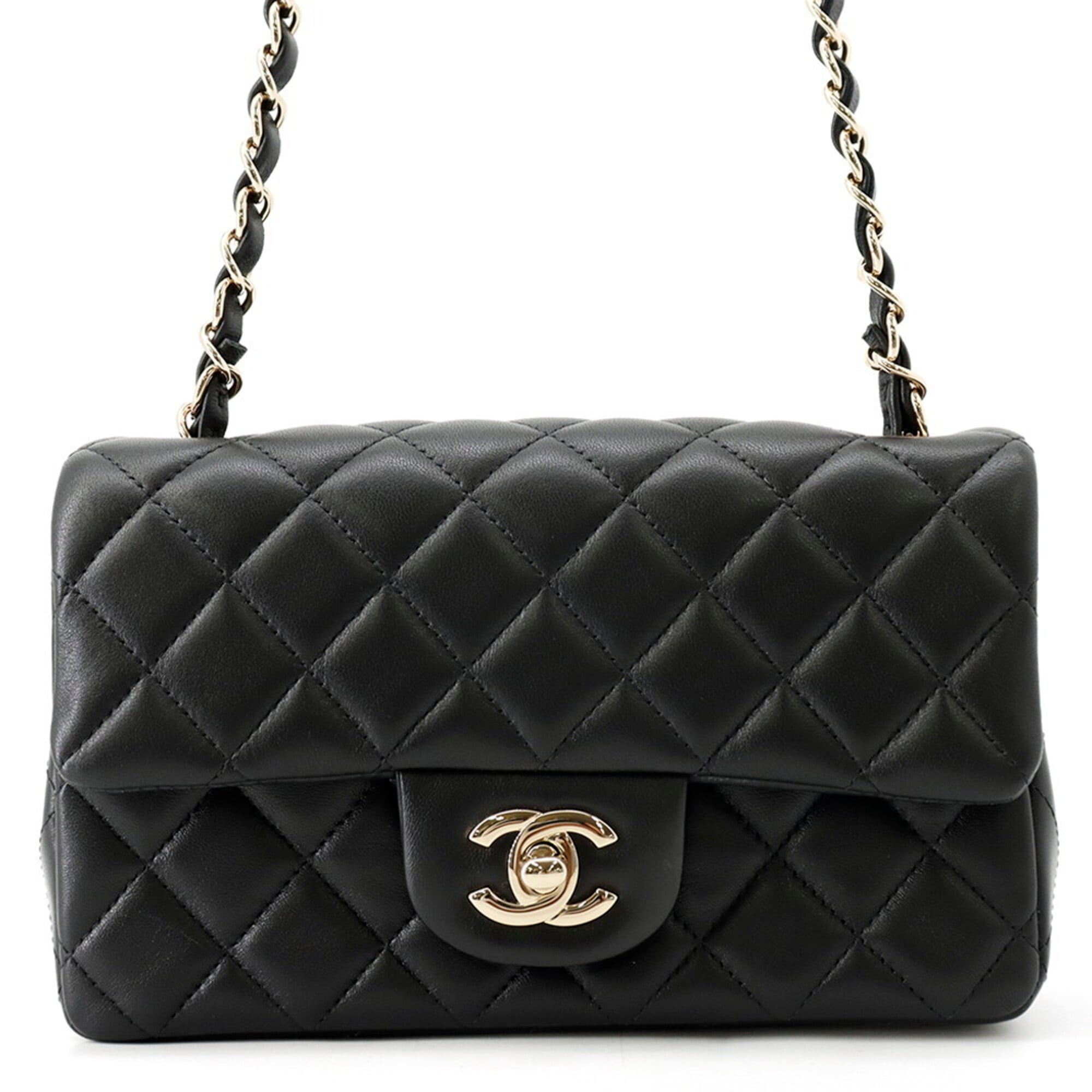 Chanel Chain Shoulder Bag Matelassé Coco Mark Lambskin A69900 CHANEL Black Handbag Women's — Like New