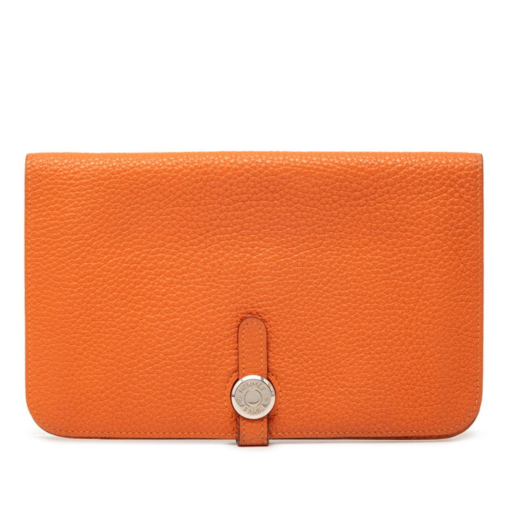 Hermes Dogon GM Long Wallet Orange Togo Women's HERMES