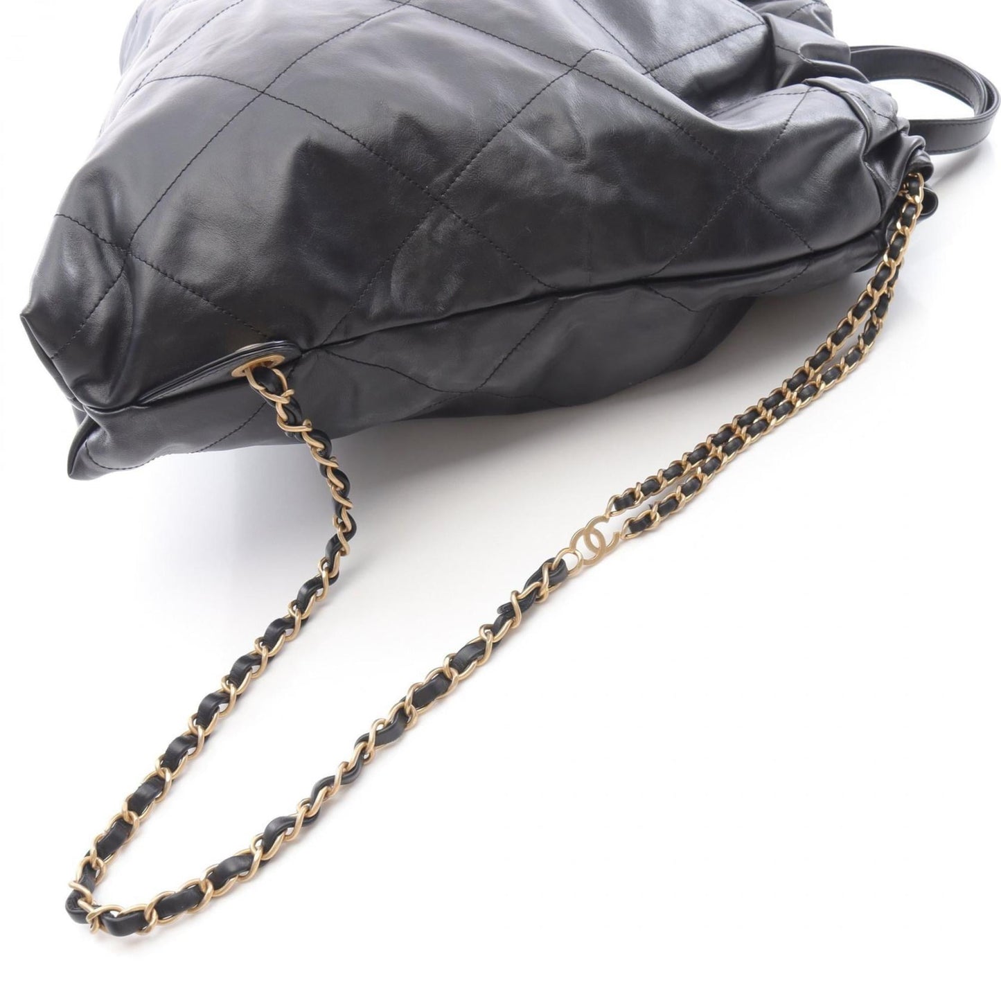 CHANEL 22 Large Backpack, Leather, Women's, Black, AS3313