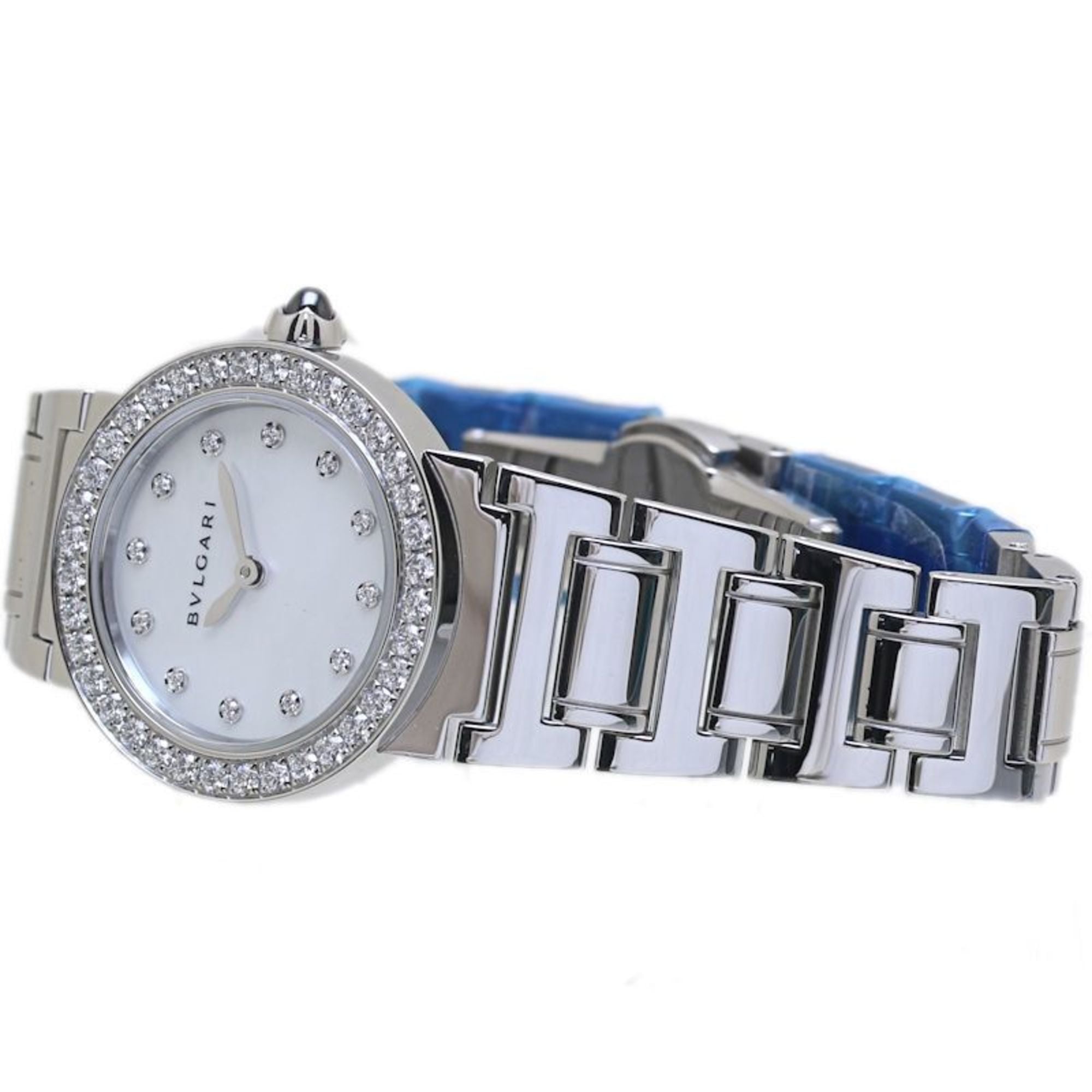 BVLGARI Women's Stainless Steel Watch with 12 Diamond Bezel (BBL26WSDS BBL26S 102374) 40086 — Very Good