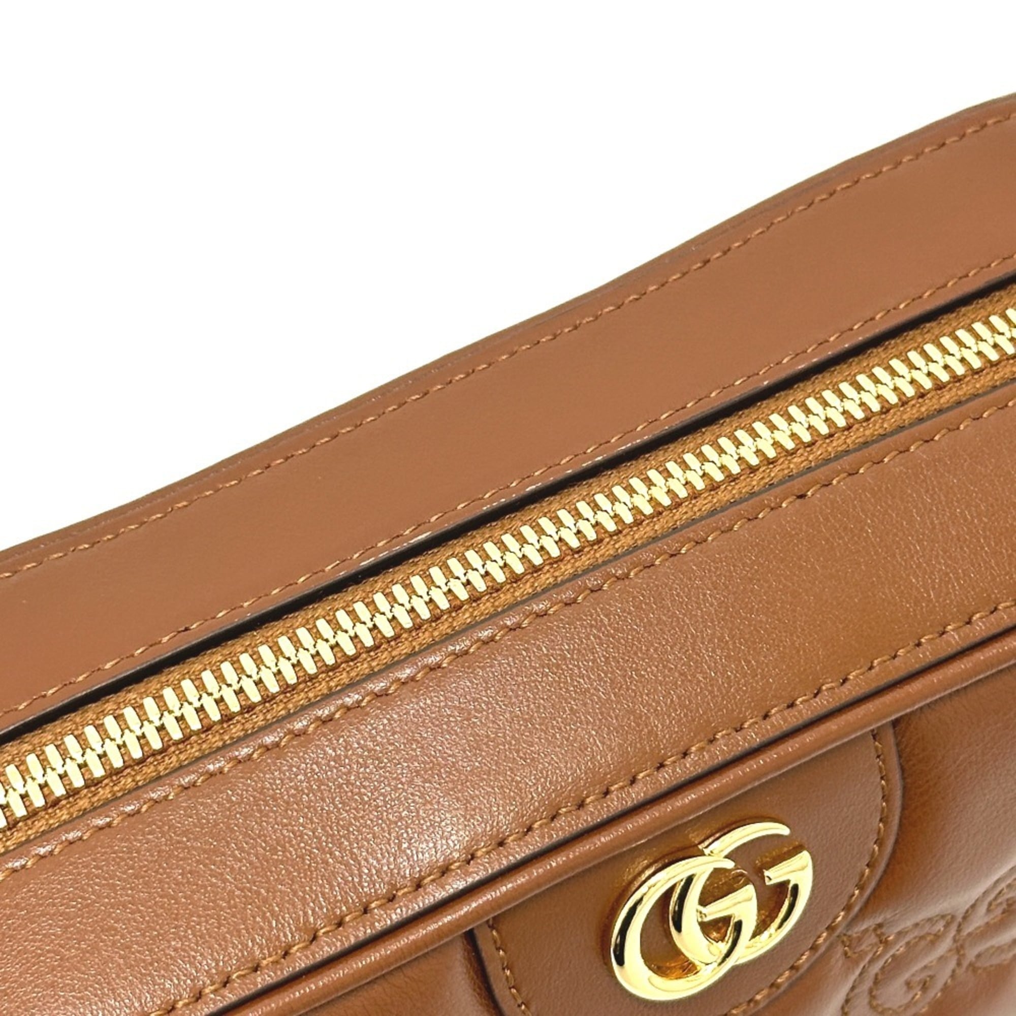 GUCCI 702234 GG Matelasse Double G Small Crossbody Shoulder Bag Leather Women's Brown E-240918-4 — New - Store Return