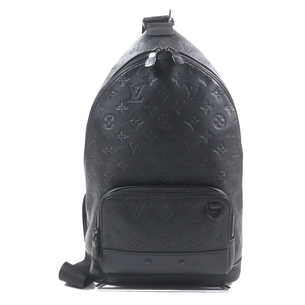 LOUIS VUITTON M46107 Monogram Shadow Racer Sling Bag, Black Leather, with Dust Made in Spain, Men's