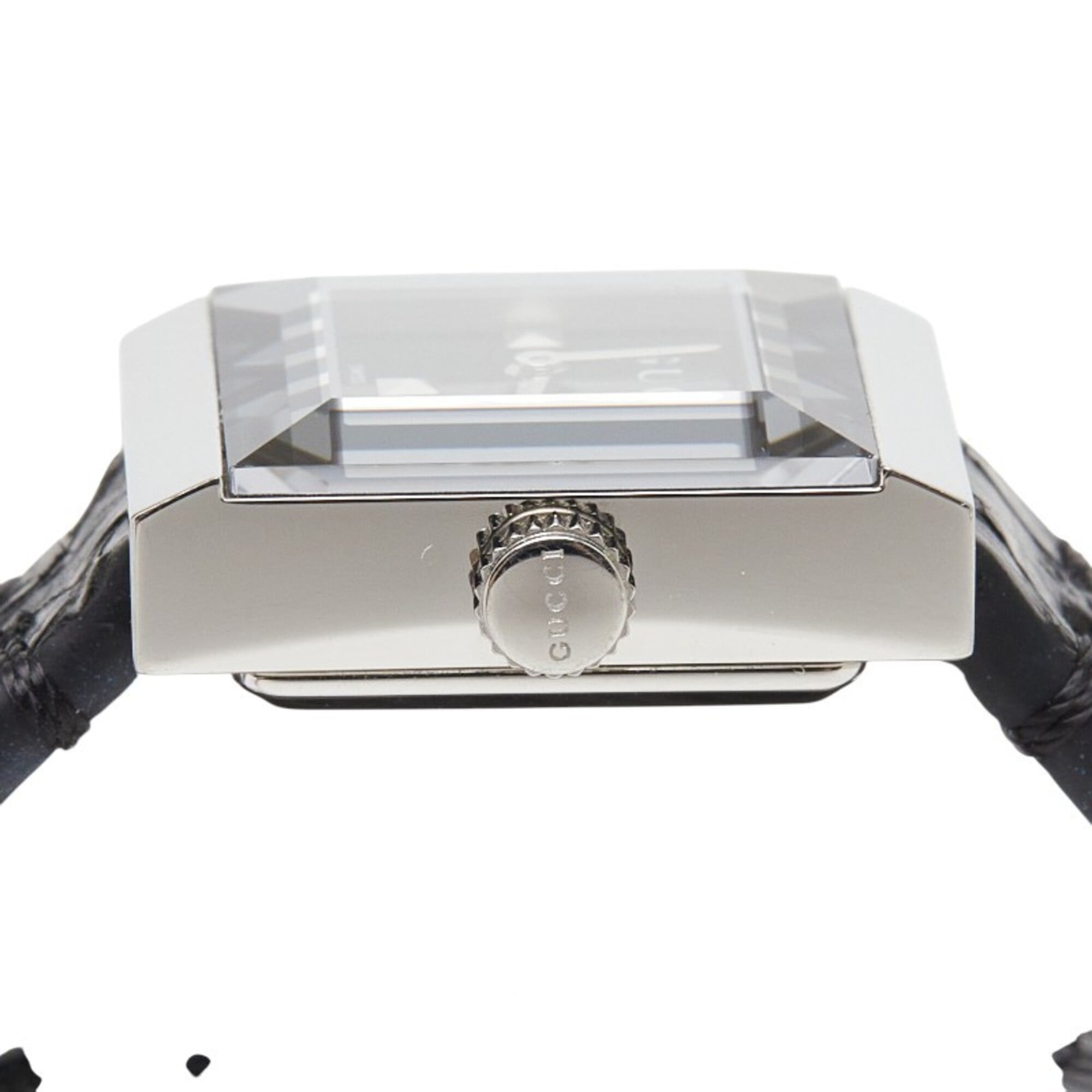 Gucci G-Frame Square Luxury YA128507 Watch 128.5 Quartz Black Dial Stainless Steel Leather Women's GUCCI — Very Good