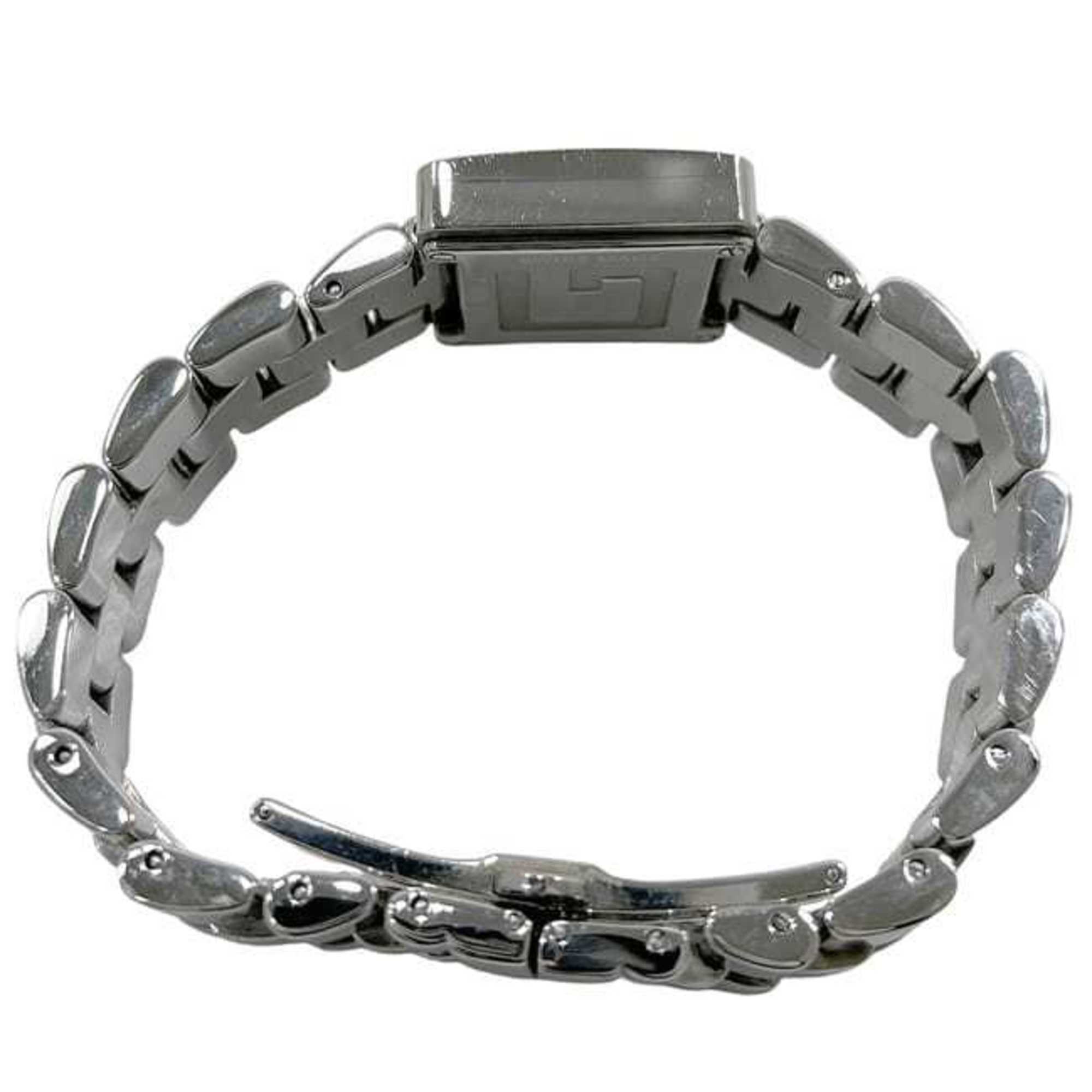 Gucci G-Square Watch f-24540 Black/Silver 3600J Stainless Steel Quartz Movement 0013*** GUCCI Square Battery-Operated Black Dial Two-Hand Analog Men's Women's Boys' Sizes Metal Bracelet — Very Good