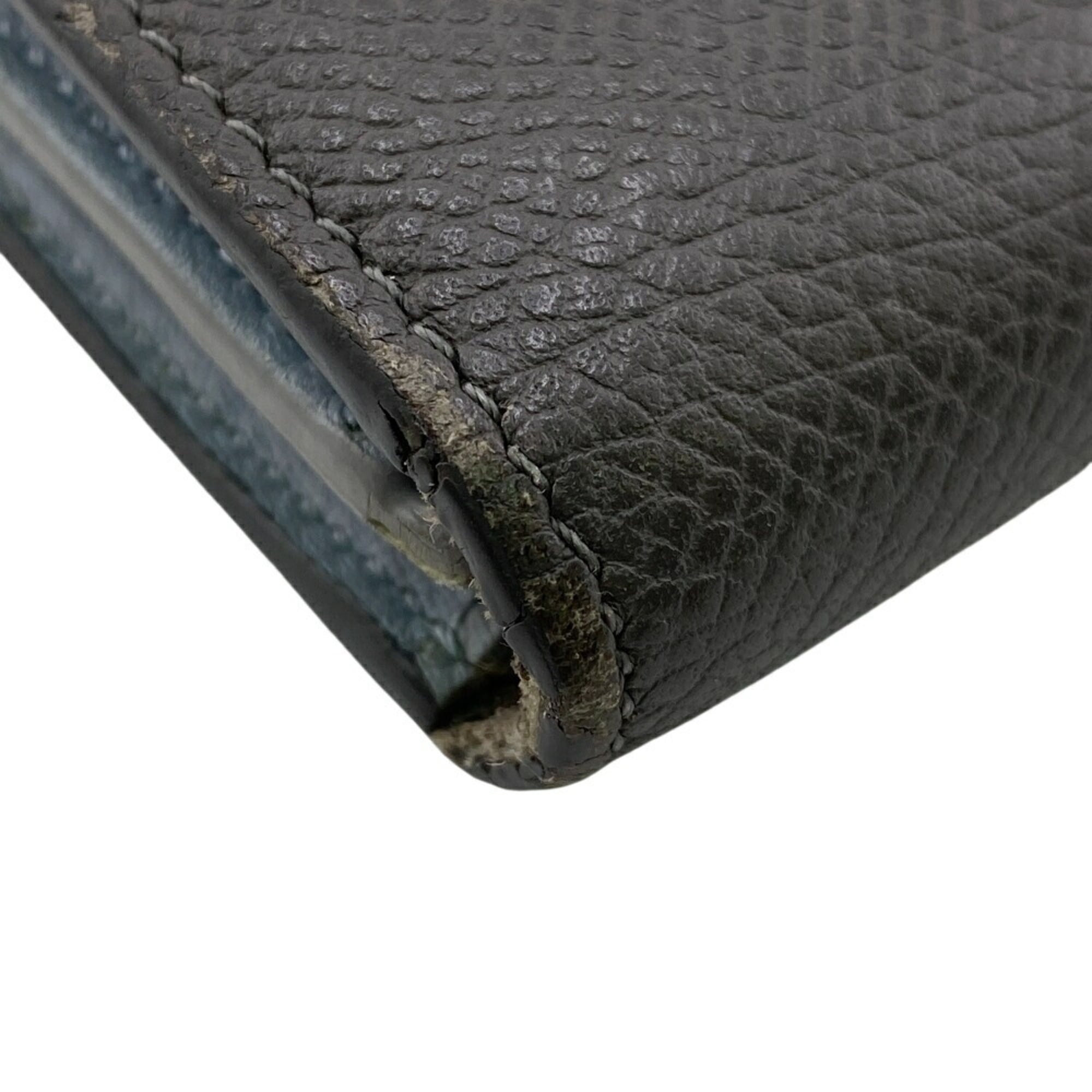 CELINE Medium Strap Wallet, Bifold Gray, Women's