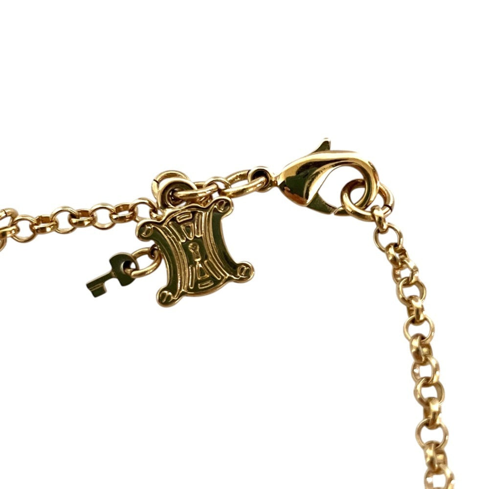 CELINE Macadam x Heart Charm Bracelet GP Gold Color Women's — Like New