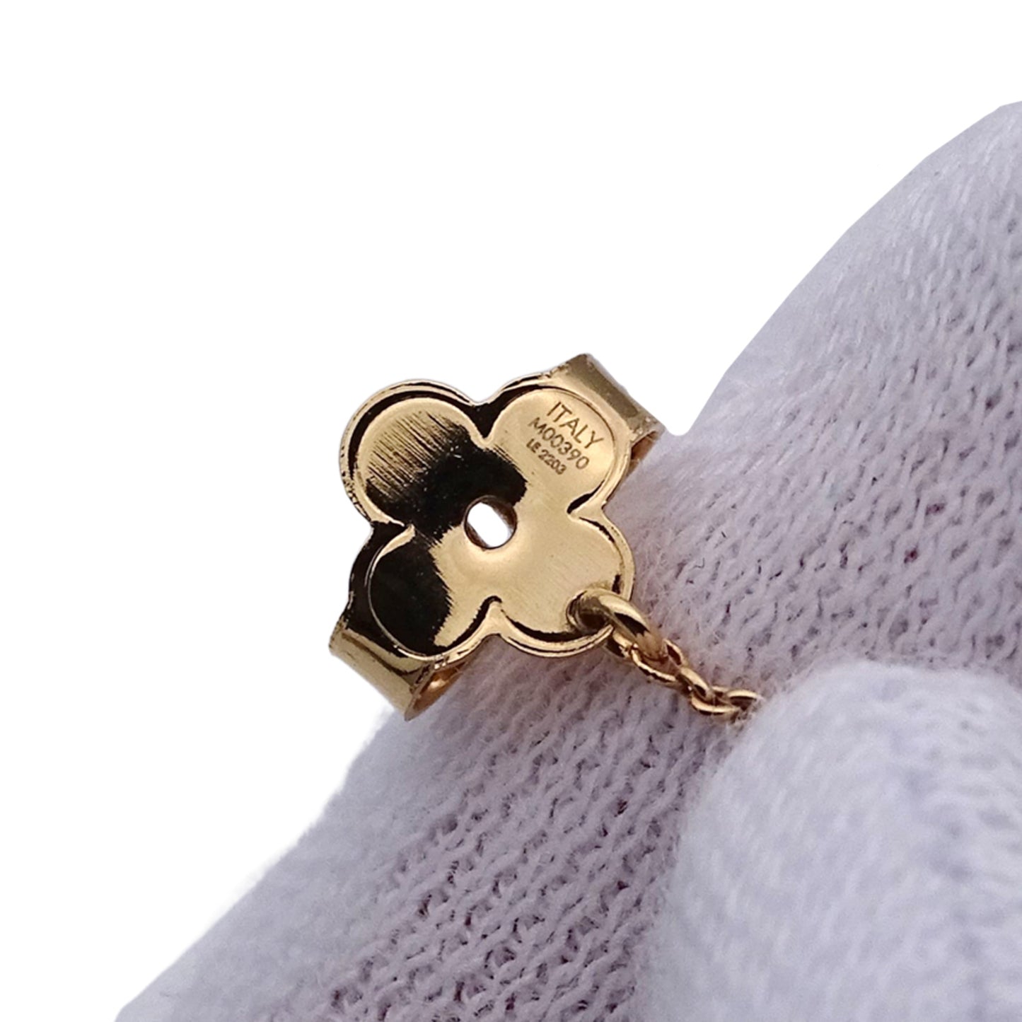 Louis Vuitton LOUIS VUITTON Earrings Women's Brand Metal Petit Gold M00390 Hoop Chain Flower Rhinestone Monogram