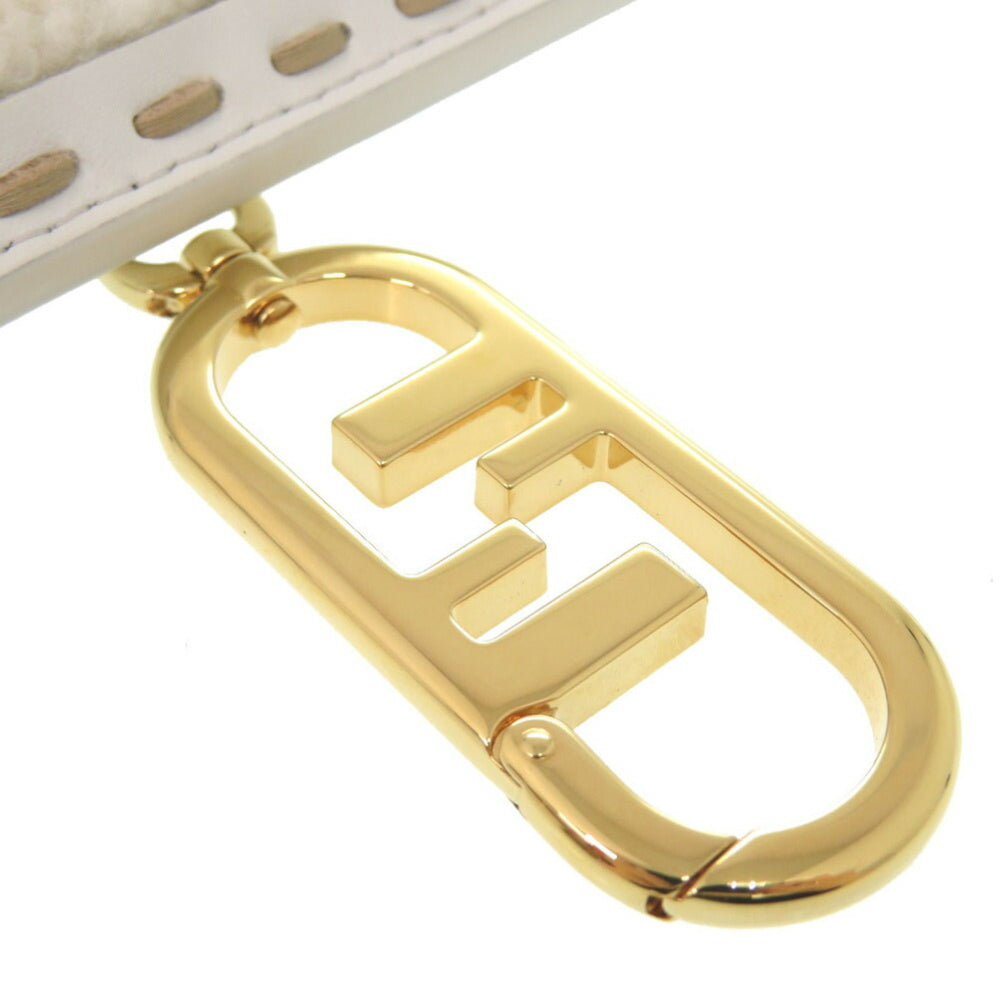 Like new Fendi phone holder bag charm mouton/leather white pouch 1148FENDI — Like New
