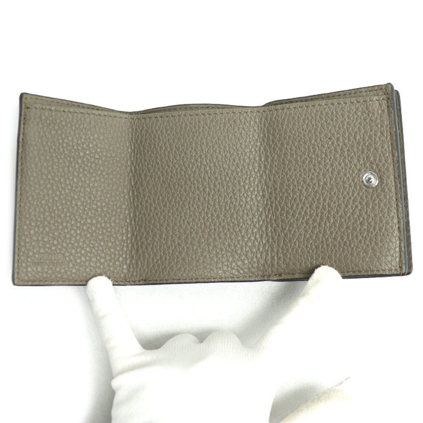 FENDI FF Compact Wallet, Tri-fold Bordeaux, Women's, 7M0280