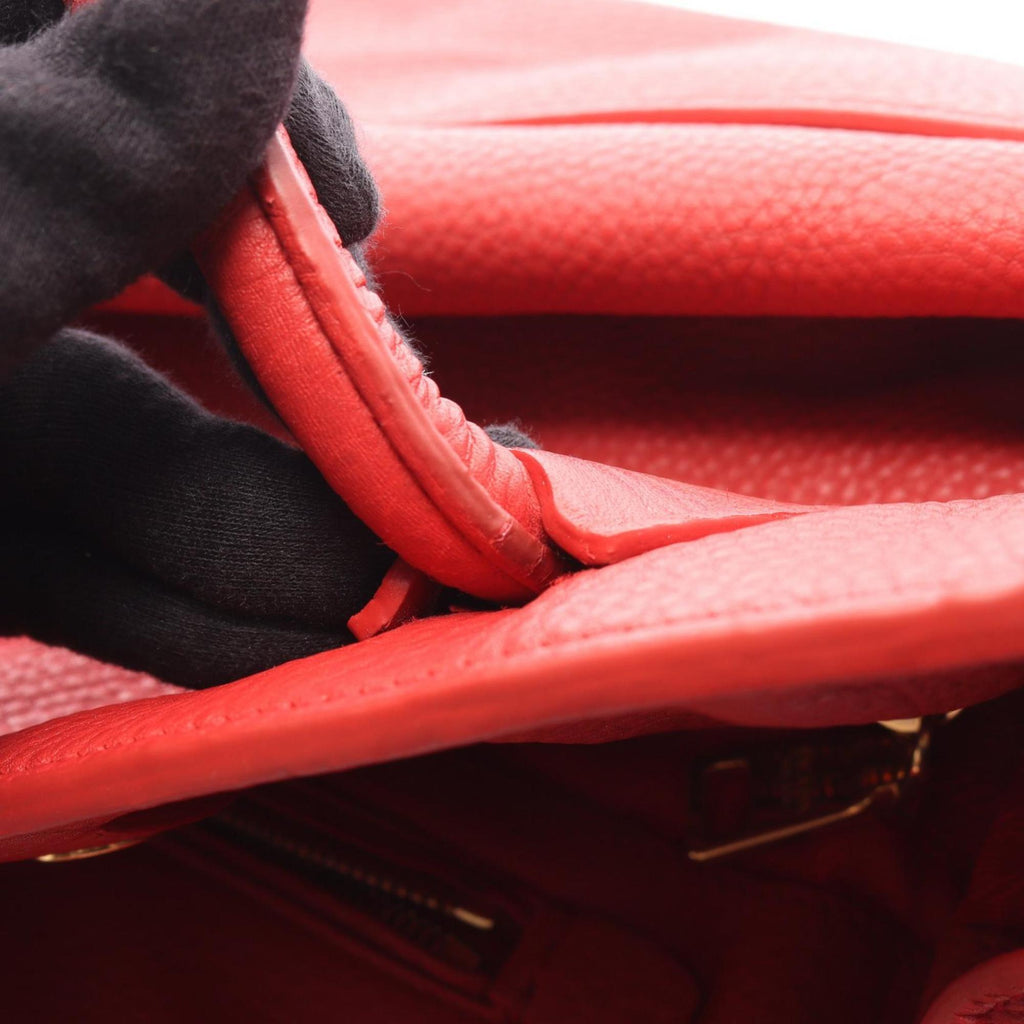 Prada Vitello Phenix Tote Bag, Leather, Women's, Red, BN2795