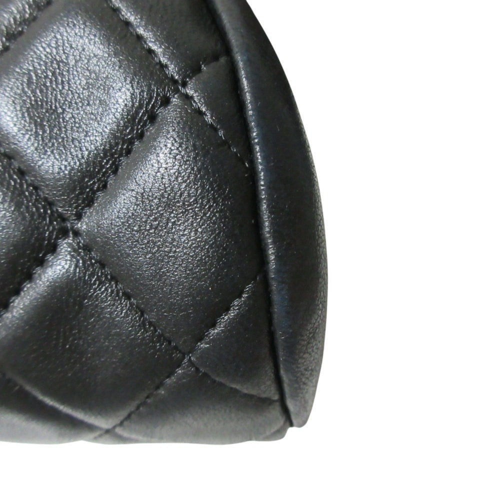 CHANEL Timeless Quilted Coco Mark Leather Clasp Clutch Bag, Black, Women's — Like New