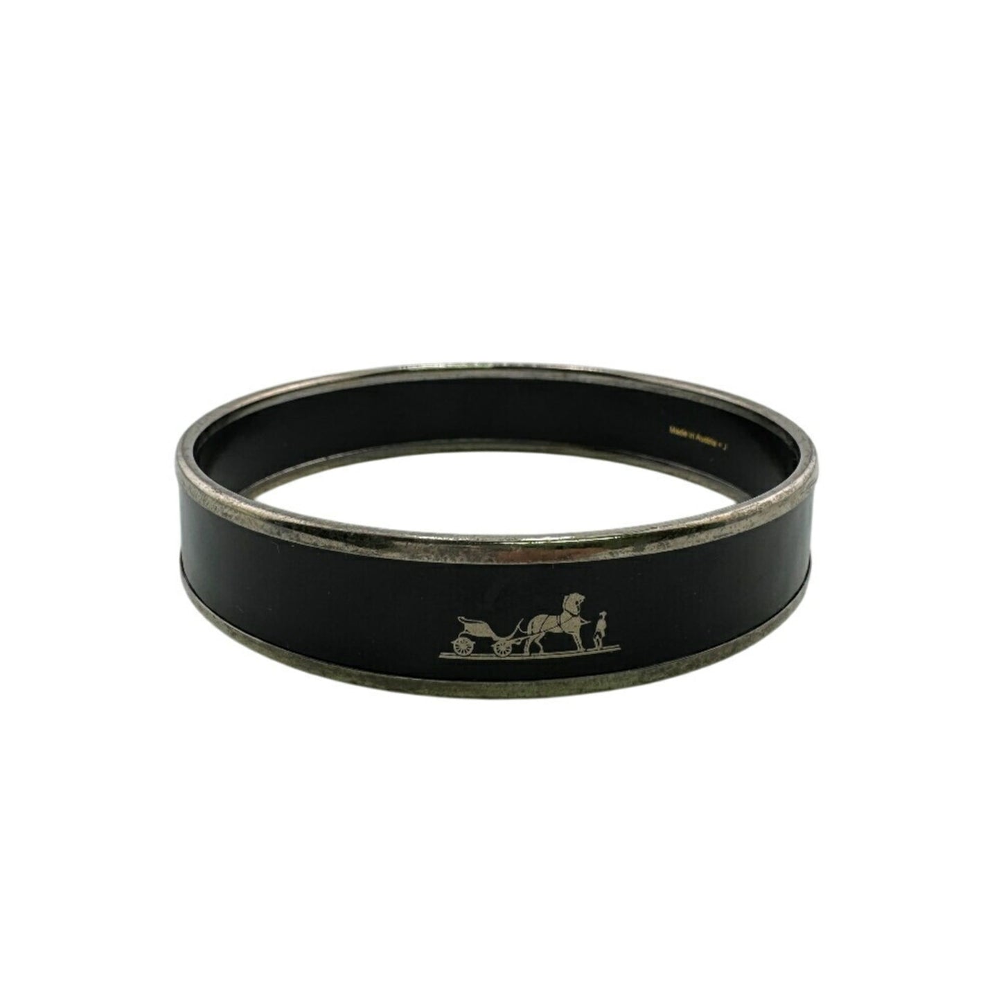 HERMES Caleche Bracelet, Enamel, Black, Women's