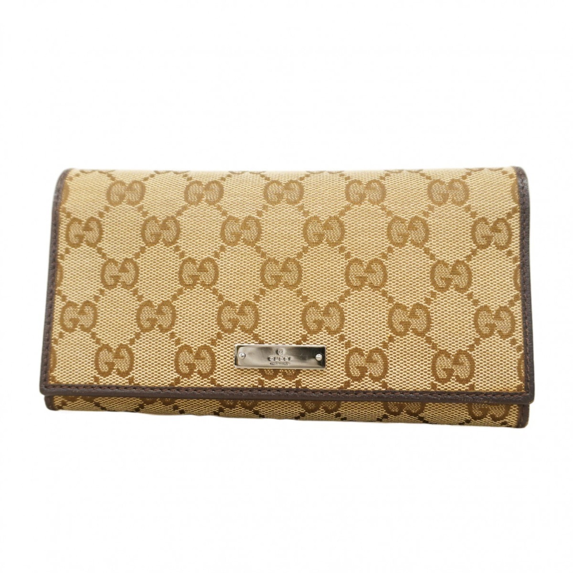 Gucci GG Canvas Long Wallet 244946 Brown Women's