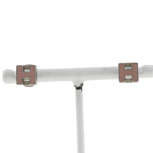 HERMES Cardue Ash Earrings H Cube Metal Made in France Silver Approx. 6.1g Women's