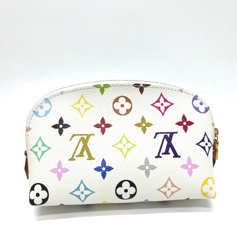 LOUIS VUITTON M13744 LV × TM Takashi Murakami Collaboration Pochette Cosmetic PM Handbag Pouch Accessory Case Makeup Monogram Multicolor Canvas Women's Blanc — New