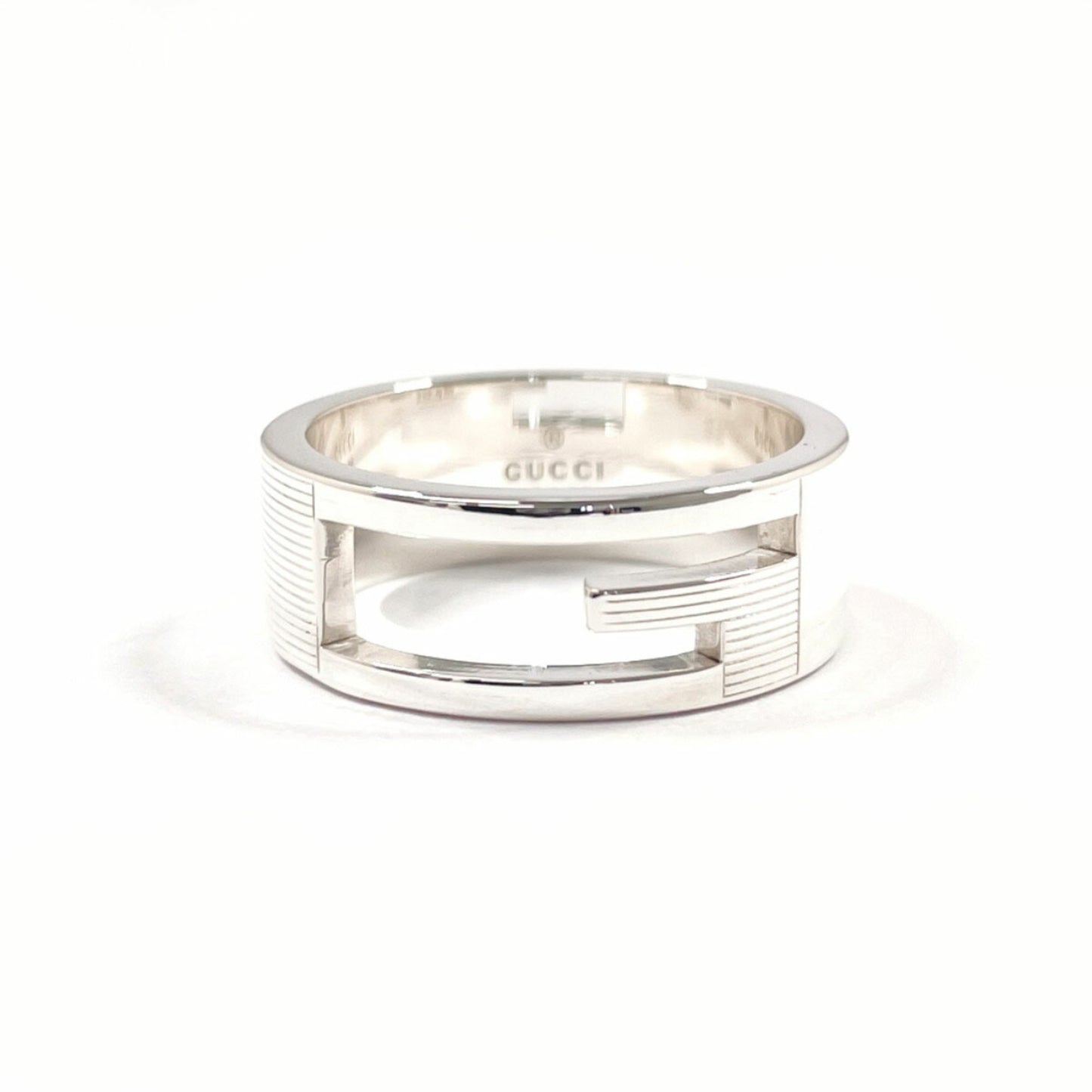GUCCI Gucci Branded Cutout G Ring Silver 925 17.5 Men's