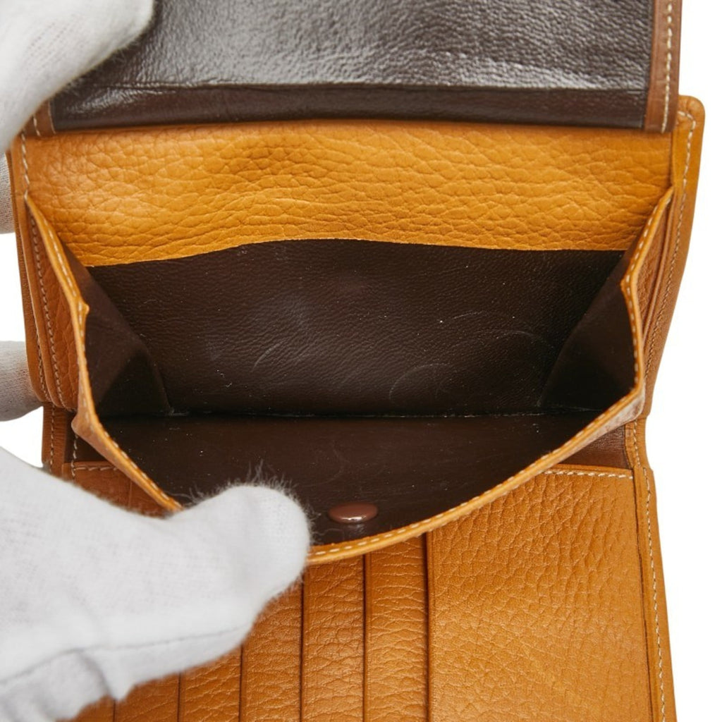 LOEWE Anagram Bifold Wallet Brown Leather Women's