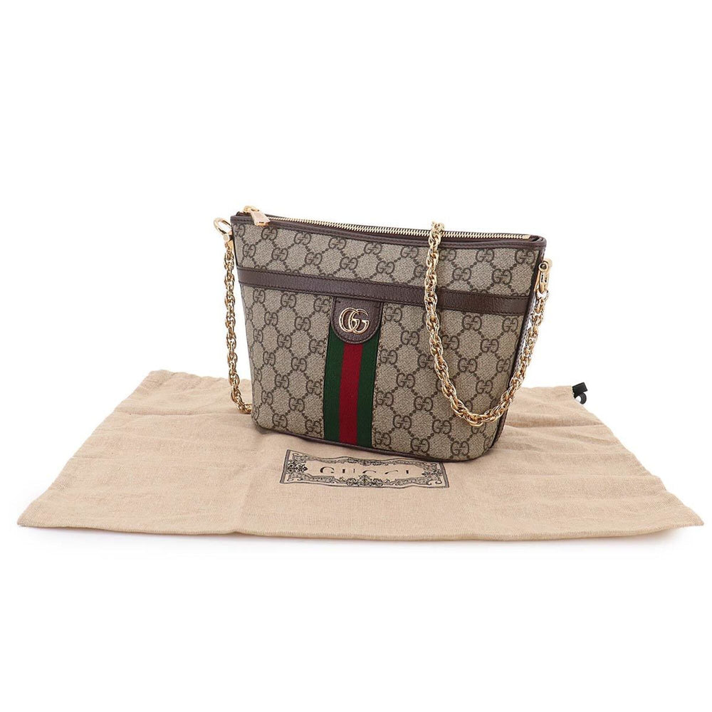 Gucci Ophidia Chain Shoulder Handbag, GG Supreme Canvas, Leather, Beige/Brown, 781397 Bag — New - Store Return