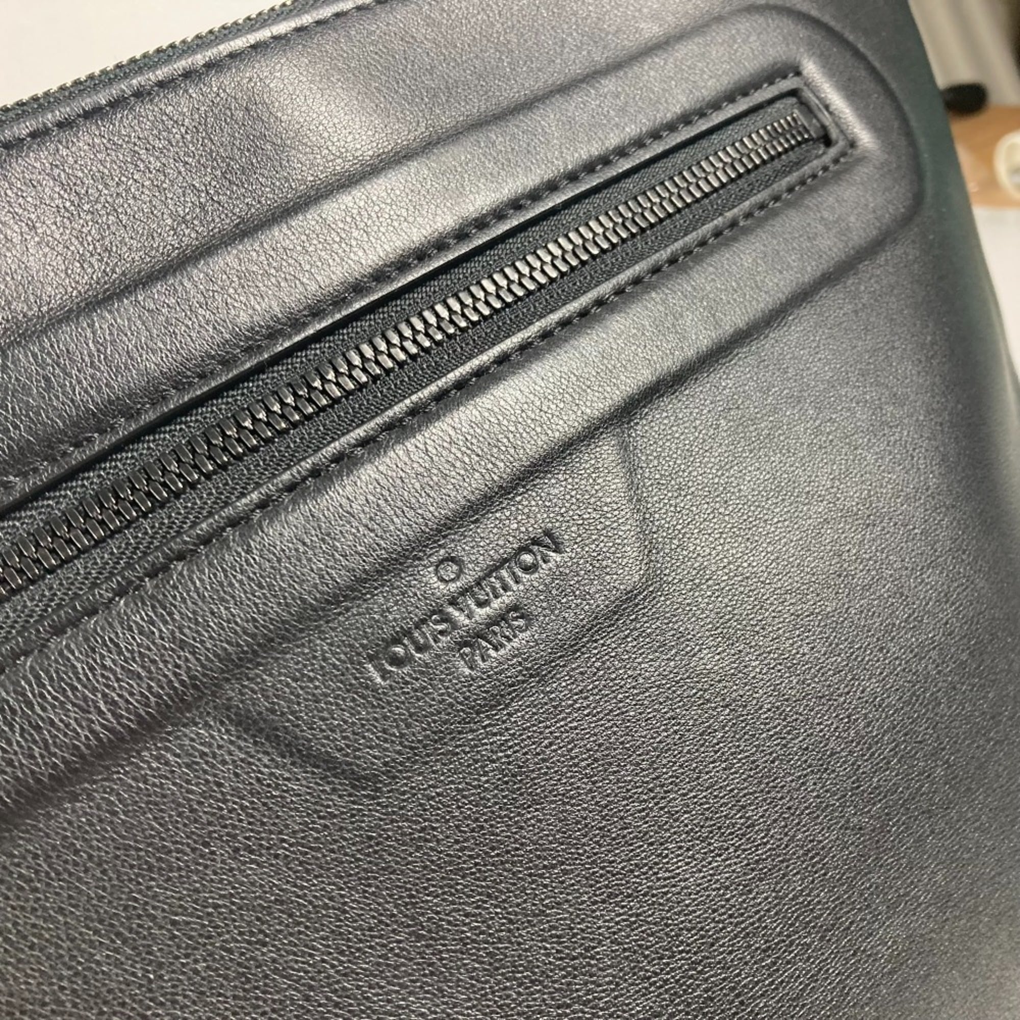 LOUIS VUITTON M63268 Dark Infinity Pochette Cosmos Pouch Clutch Bag Leather Men's Black — Like New
