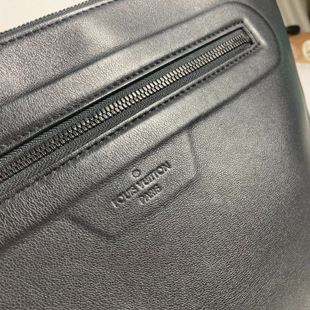 LOUIS VUITTON M63268 Dark Infinity Pochette Cosmos Pouch Clutch Bag Leather Men's Black — Like New
