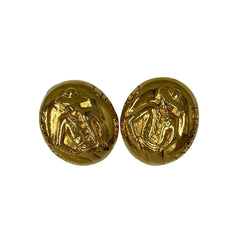 CHANEL Vintage Mademoiselle Motif Icon Earrings Accessories Gold — Like New