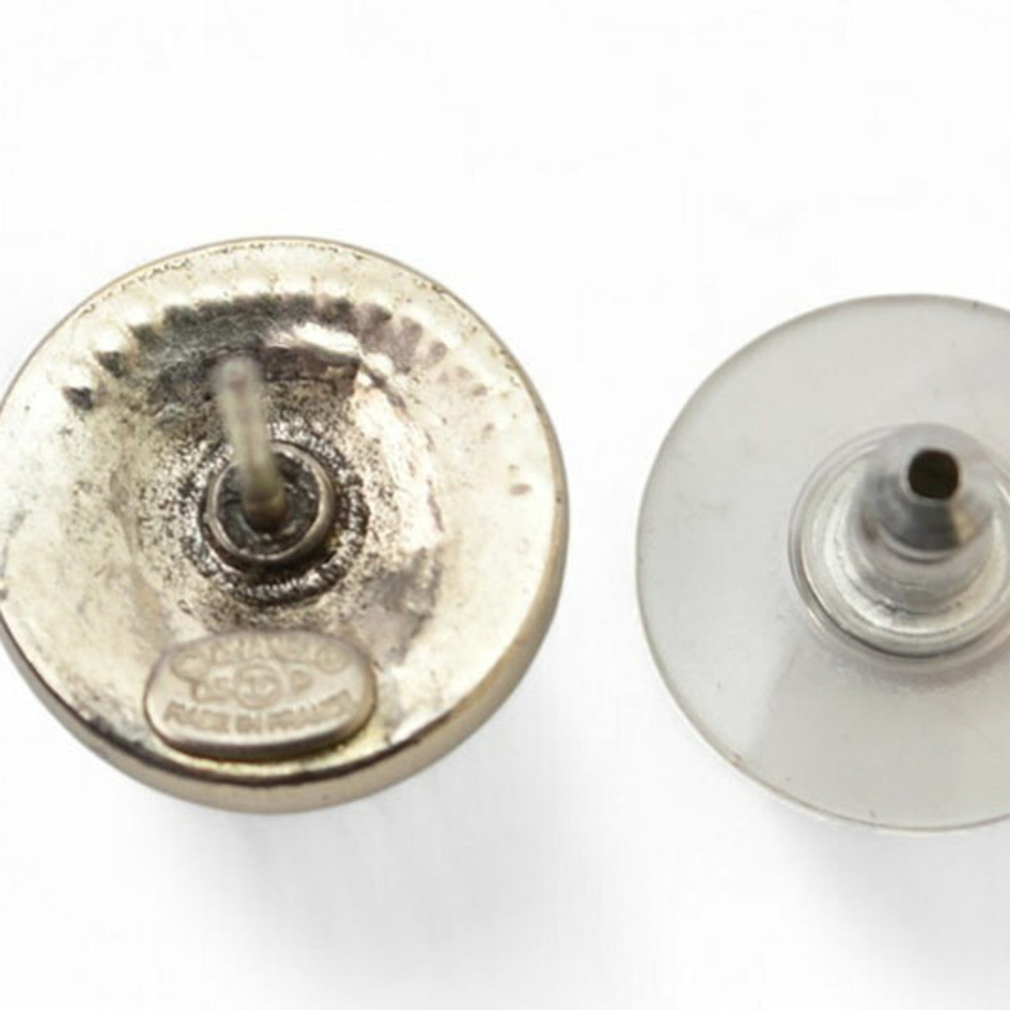 Chanel earrings CHANEL CC Coco Mark circle motif silver 03