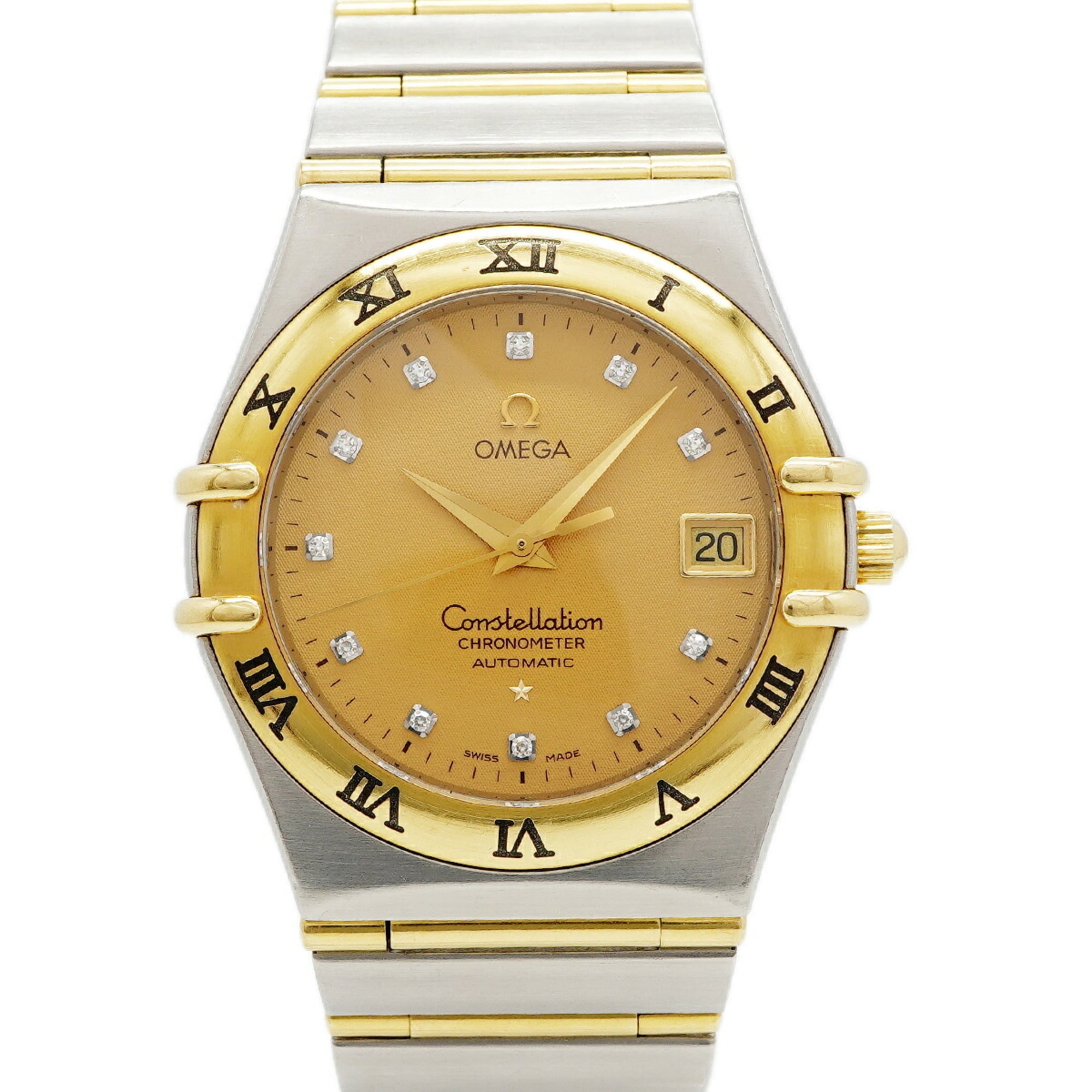 Omega Constellation Two-Tone Diamond 1202.15 Gold Dial Men's Watch — Good