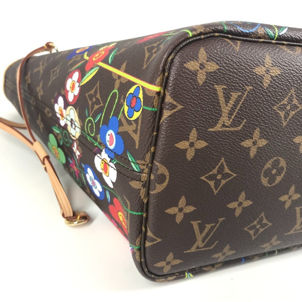 LOUIS VUITTON M13271 LV x TM Takashi Murakami Superflat Neverfull MM Bag Tote Shoulder Handbag with Pouch Monogram Canvas Men's Women's Brown — Like New
