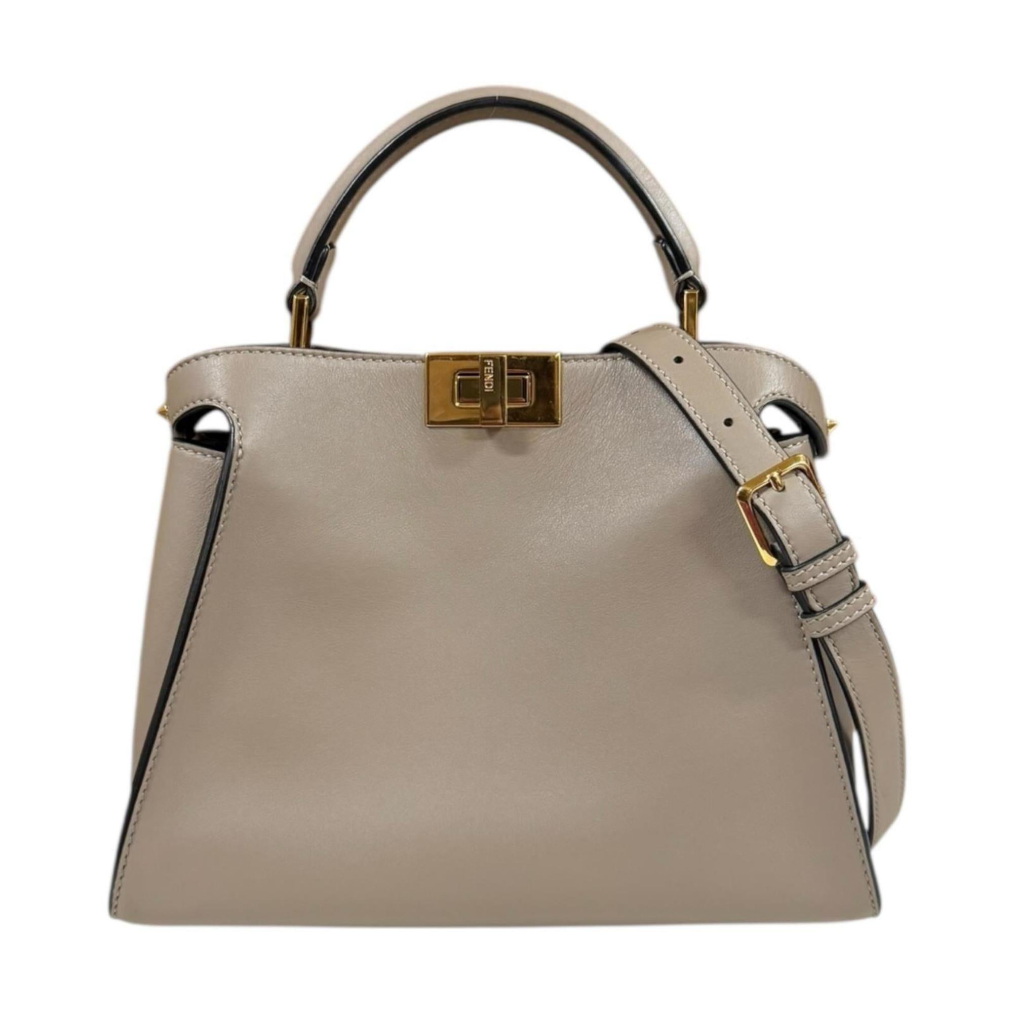 Fendi Peekaboo Iconic Essential Shoulder Bag Leather 8BN302 Beige Women's FENDI