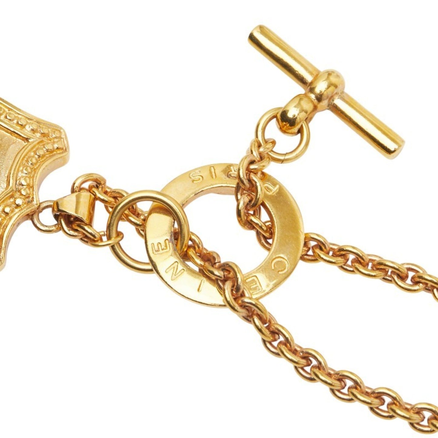 Celine logo necklace, gold plated, for women.