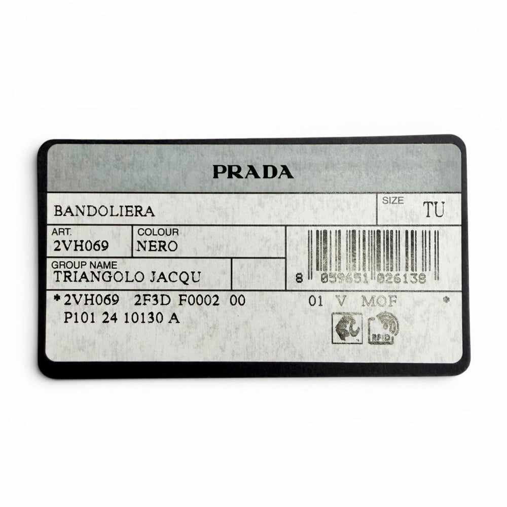 PRADA 2VH069 Brick Triangle Logo Jacquard Leather Shoulder Bag, Black with Gold Hardware, Made in Italy, Men's, Dust Bag — New - Store Return