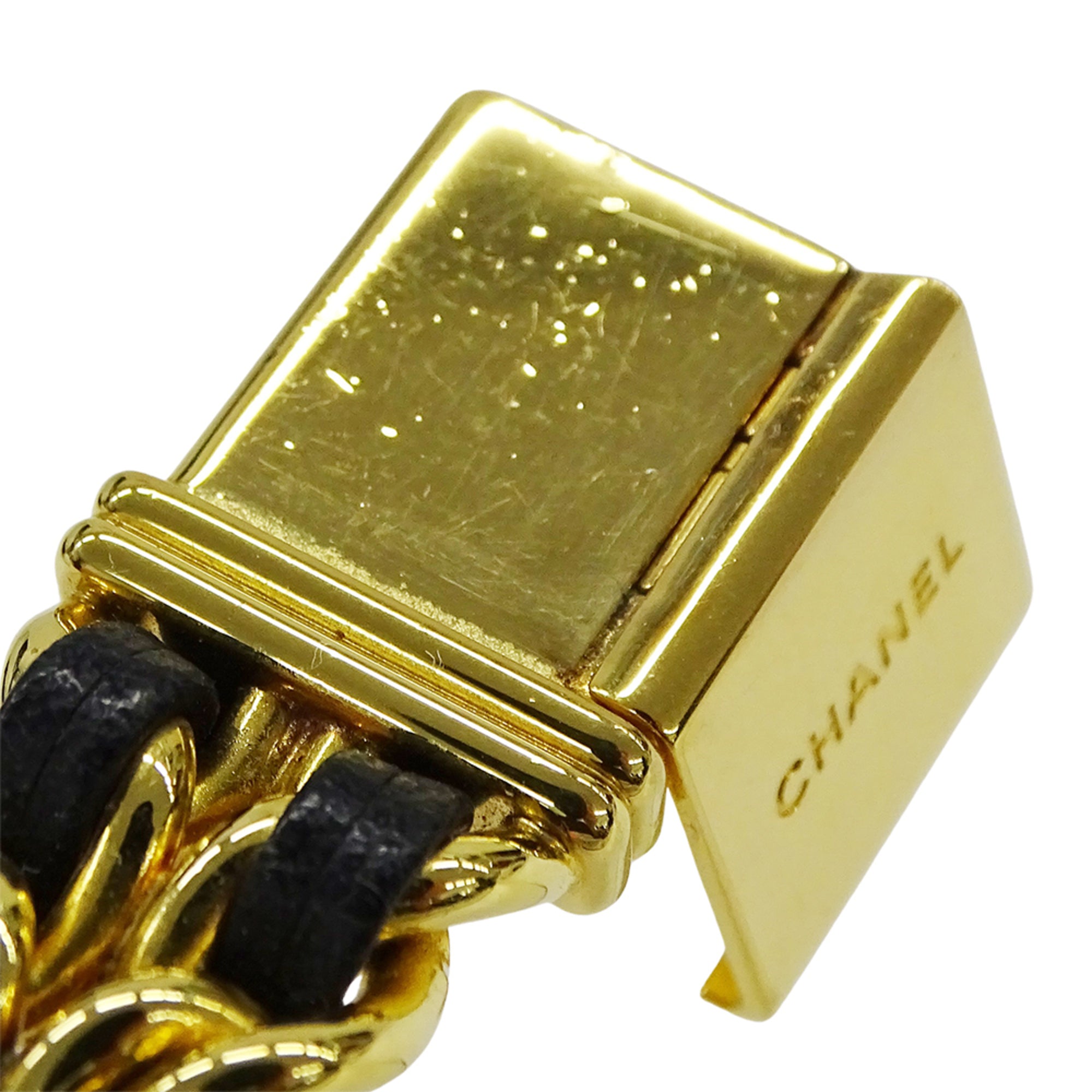 Chanel CHANEL Women's Watch Brand Premiere Quartz QZ GP Leather L Size H0001 Square Gold Black — Good