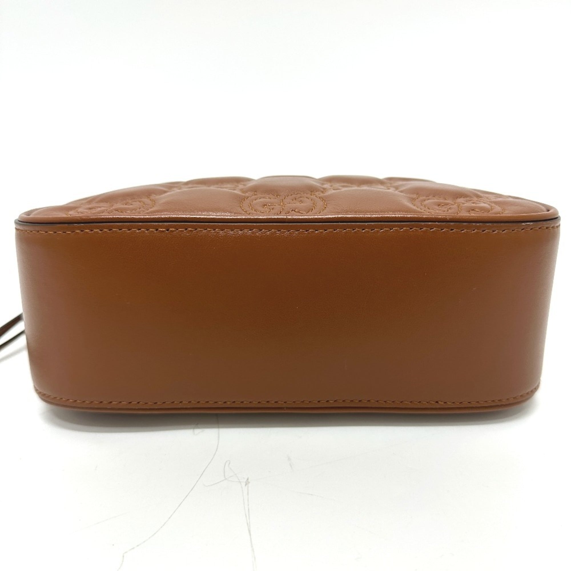 GUCCI 702234 GG Matelasse Double G Small Crossbody Shoulder Bag Leather Women's Brown E-240918-4 — New - Store Return