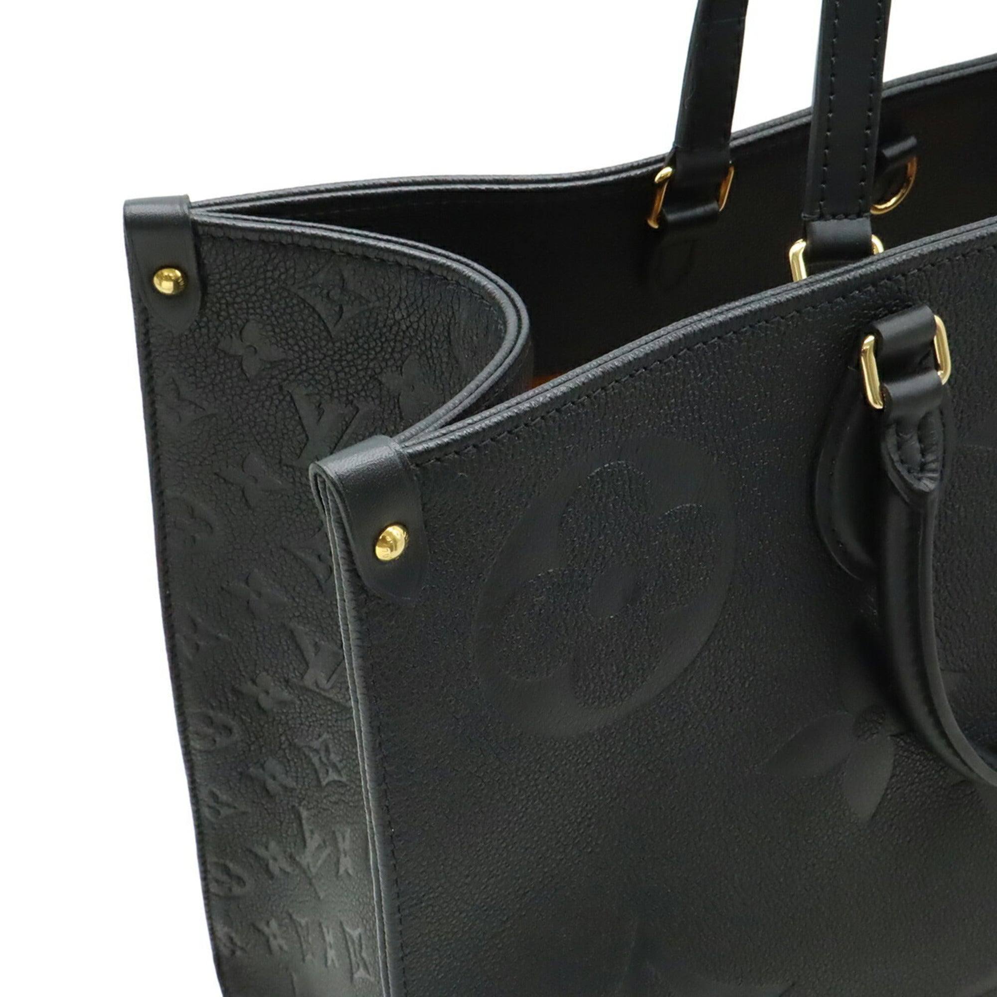 LOUIS VUITTON Monogram Empreinte On the Go GM Tote Bag, Large Shoulder Noir Black, M44925 — Like New