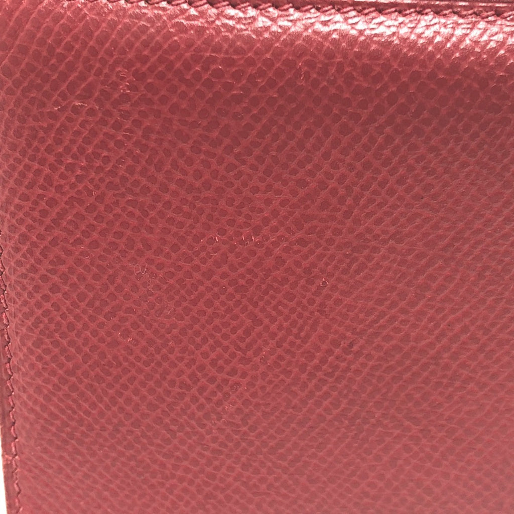 HERMES Bearn Soufflet Bifold Long Wallet, Women's, Red