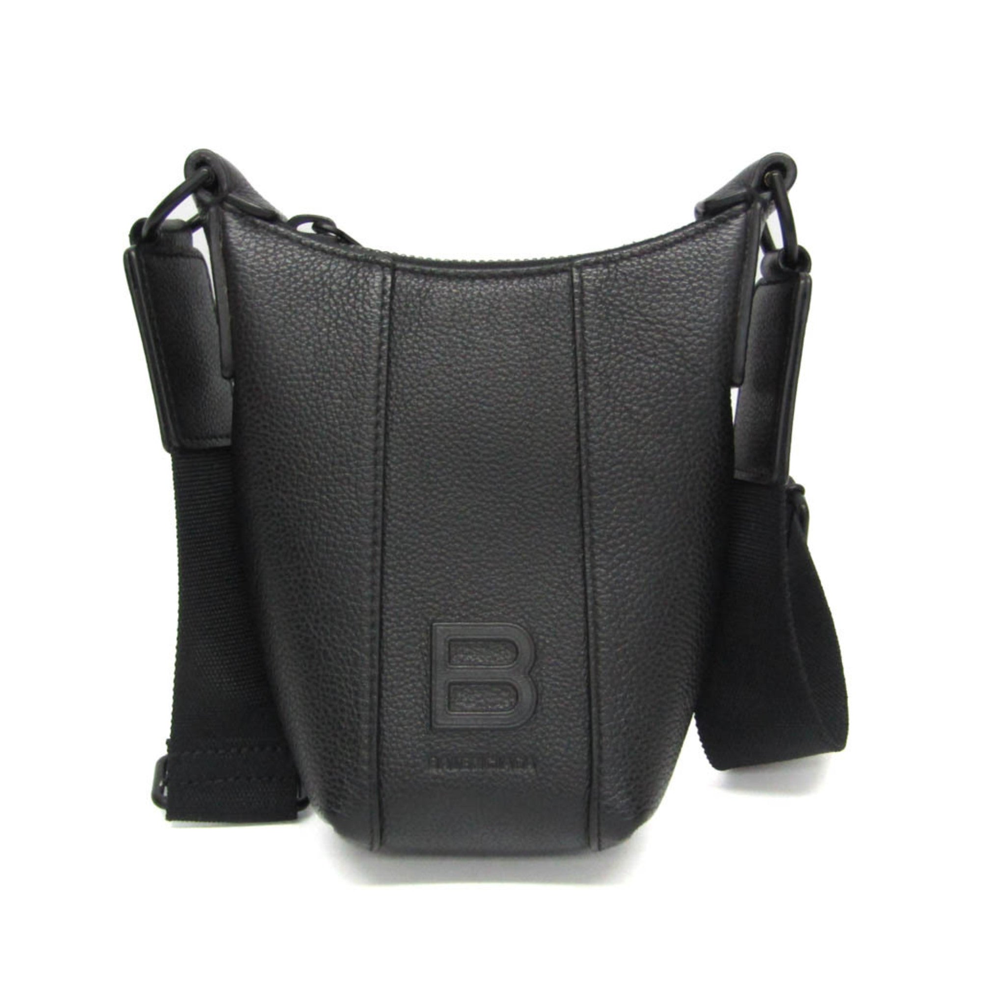 Balenciaga Hourglass Shoulder Bag 644722 Men,Women Leather Pouch,Shoulder Bag Black — Like New