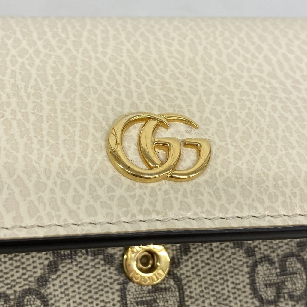 Gucci GG Marmont Supreme Long Wallet 456116 Ivory Beige Women's