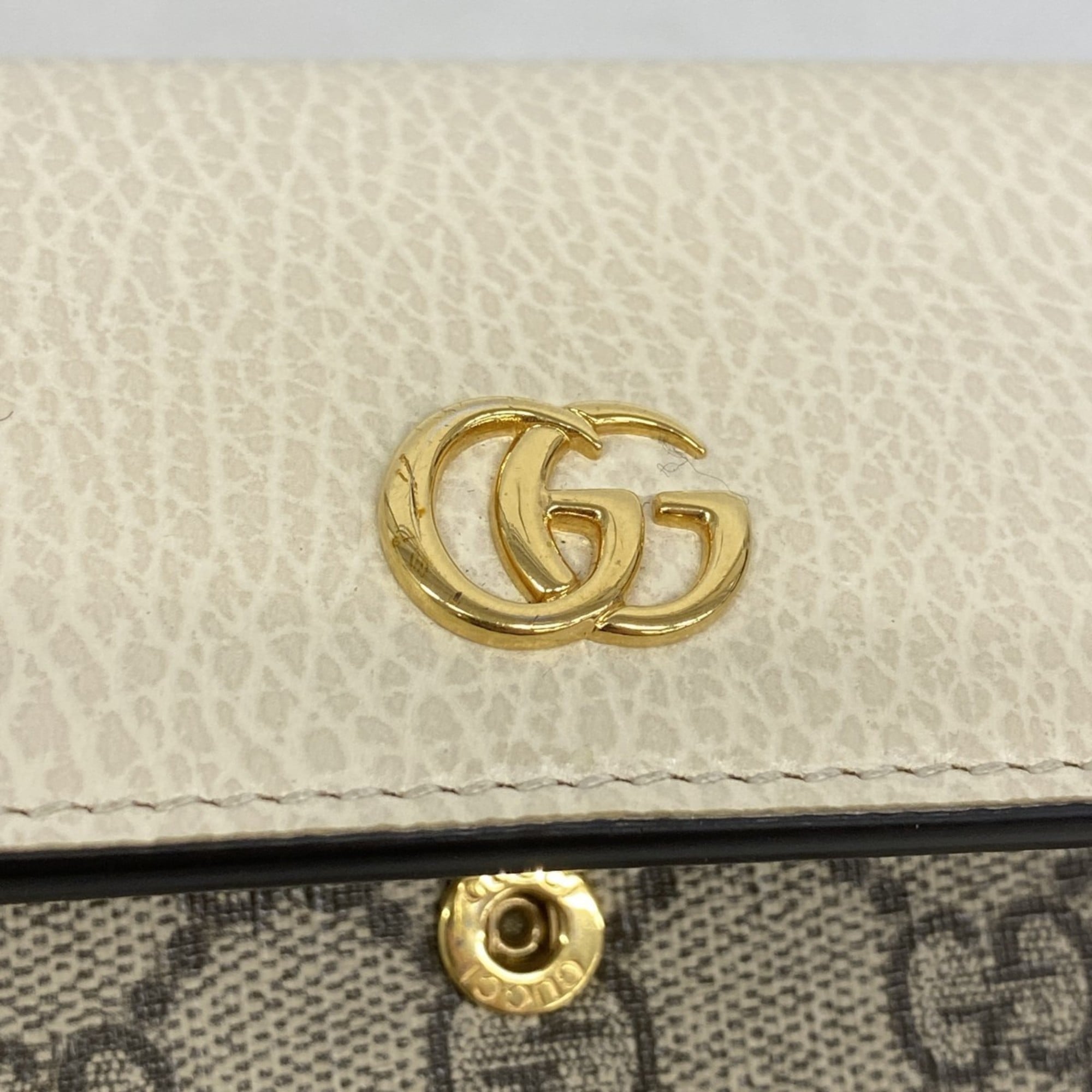 Gucci GG Marmont Supreme Long Wallet 456116 Ivory Beige Women's