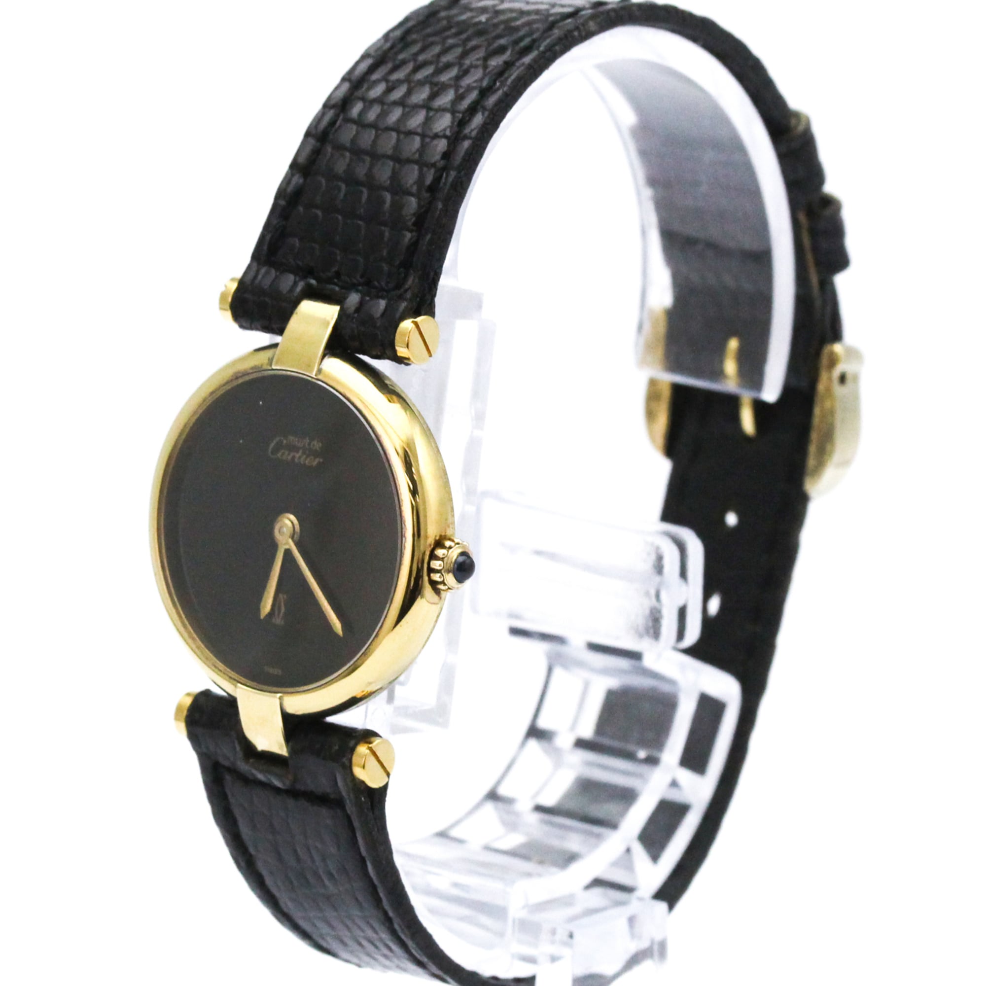 CARTIER Must Vendome Gold Plated Leather Quartz ladies Watch — Good