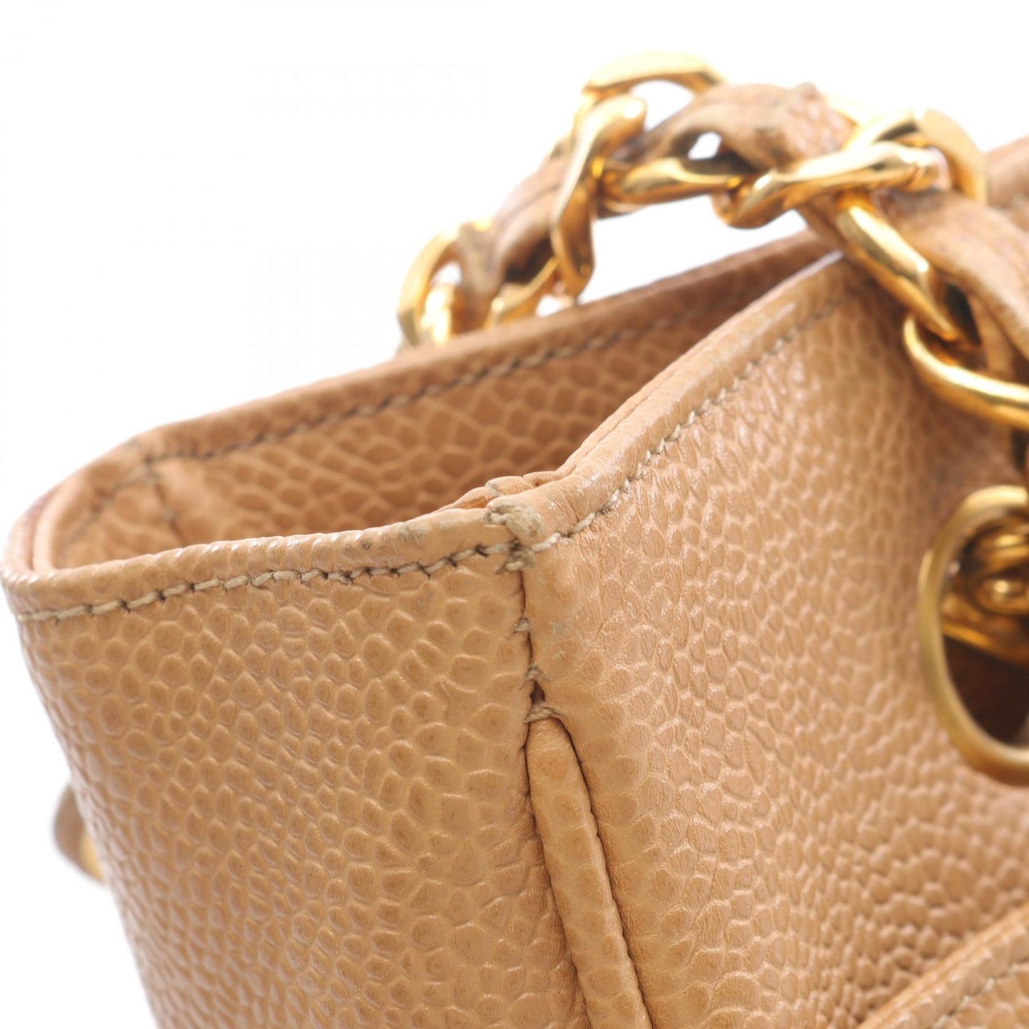 CHANEL Coco Mark Tote Bag in Grained Calf Leather, Beige