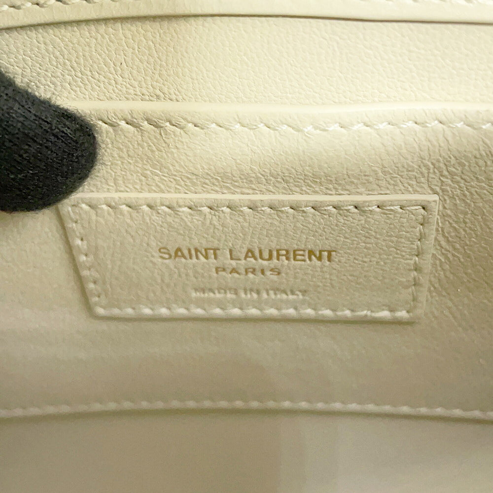 Saint Laurent Paris Manhattan Mini Leather Shoulder Bag 727766 SAINT LAURENT PARIS White Handbag — Like New