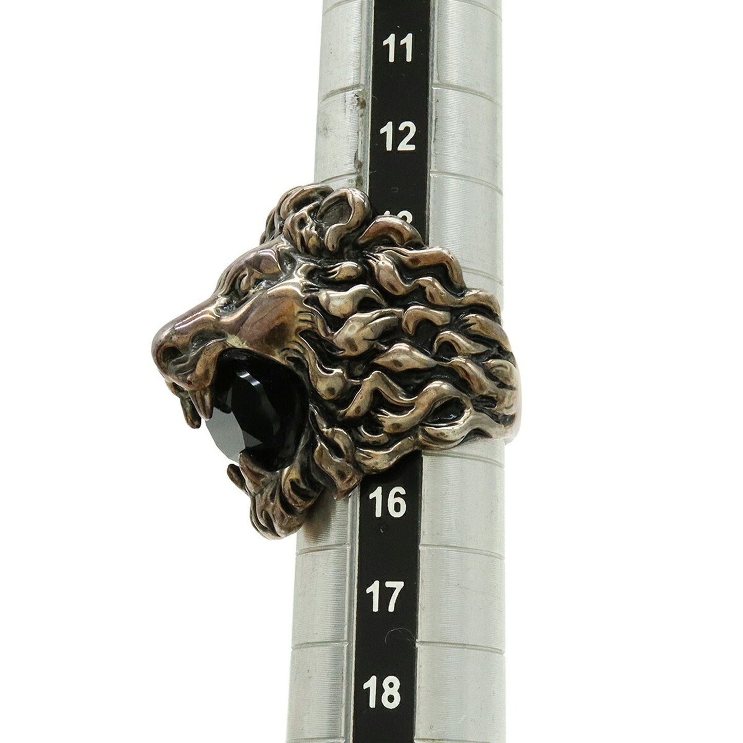 GUCCI Lion Head Ring Alessandro Michele GP Stone Pink Gold Black #M Japanese Size Approx. 14.5