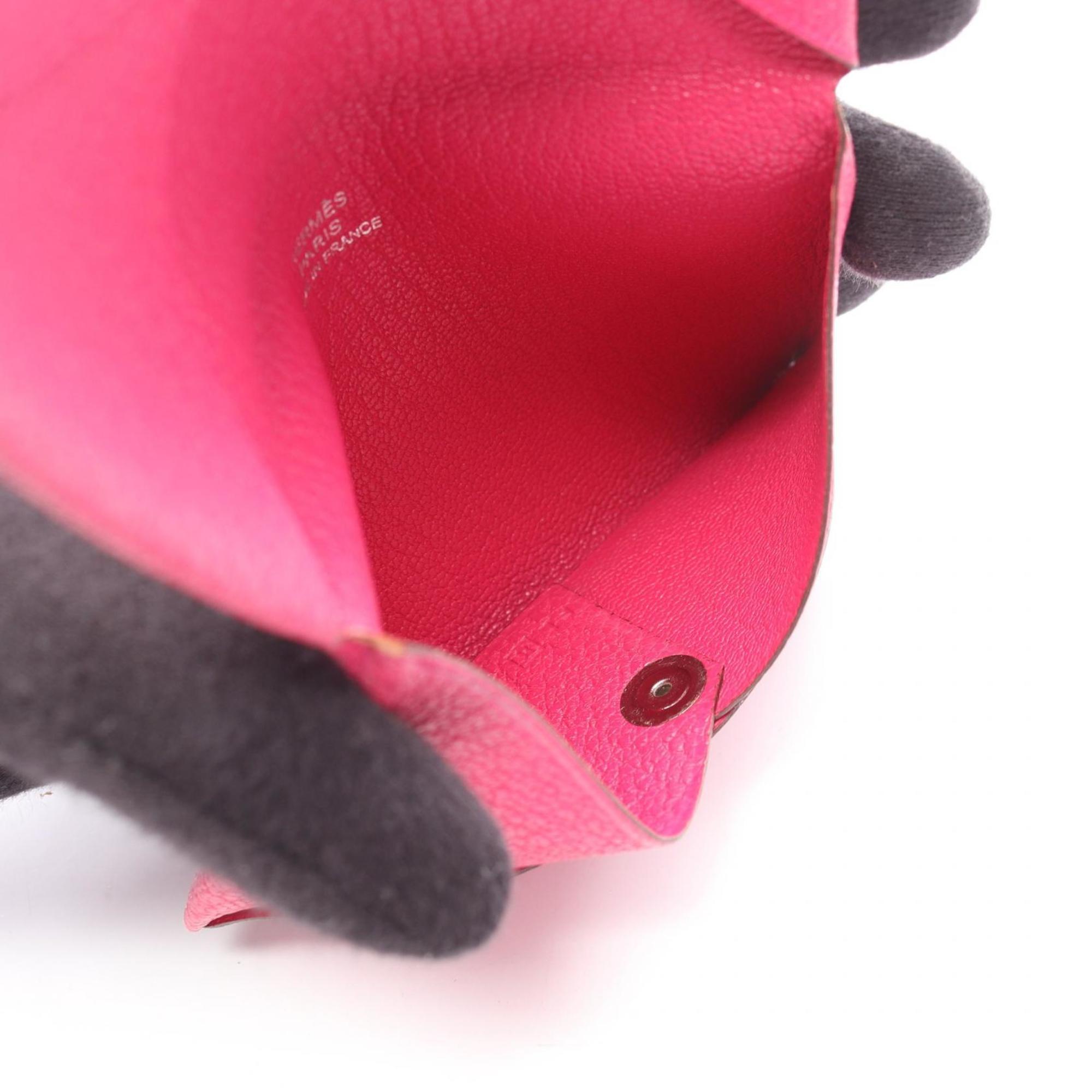 Hermes Hermès Calvi wallet, leather, coin purse, Chevre, women's, pink, 044166CK