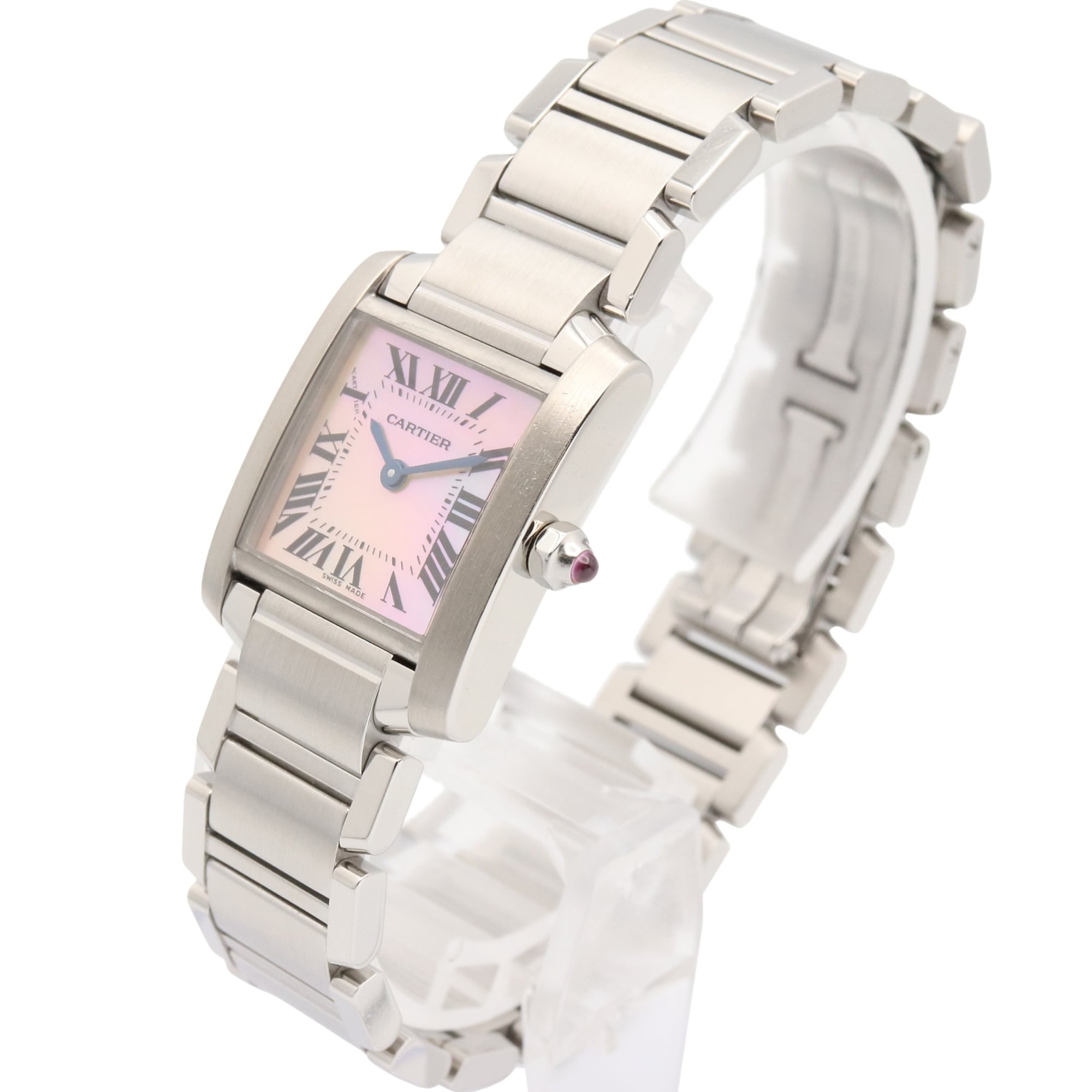 Cartier Tank Française SM Watch, Stainless Steel, Ladies, Pink/Pink Shell, W51028Q3 — Very Good
