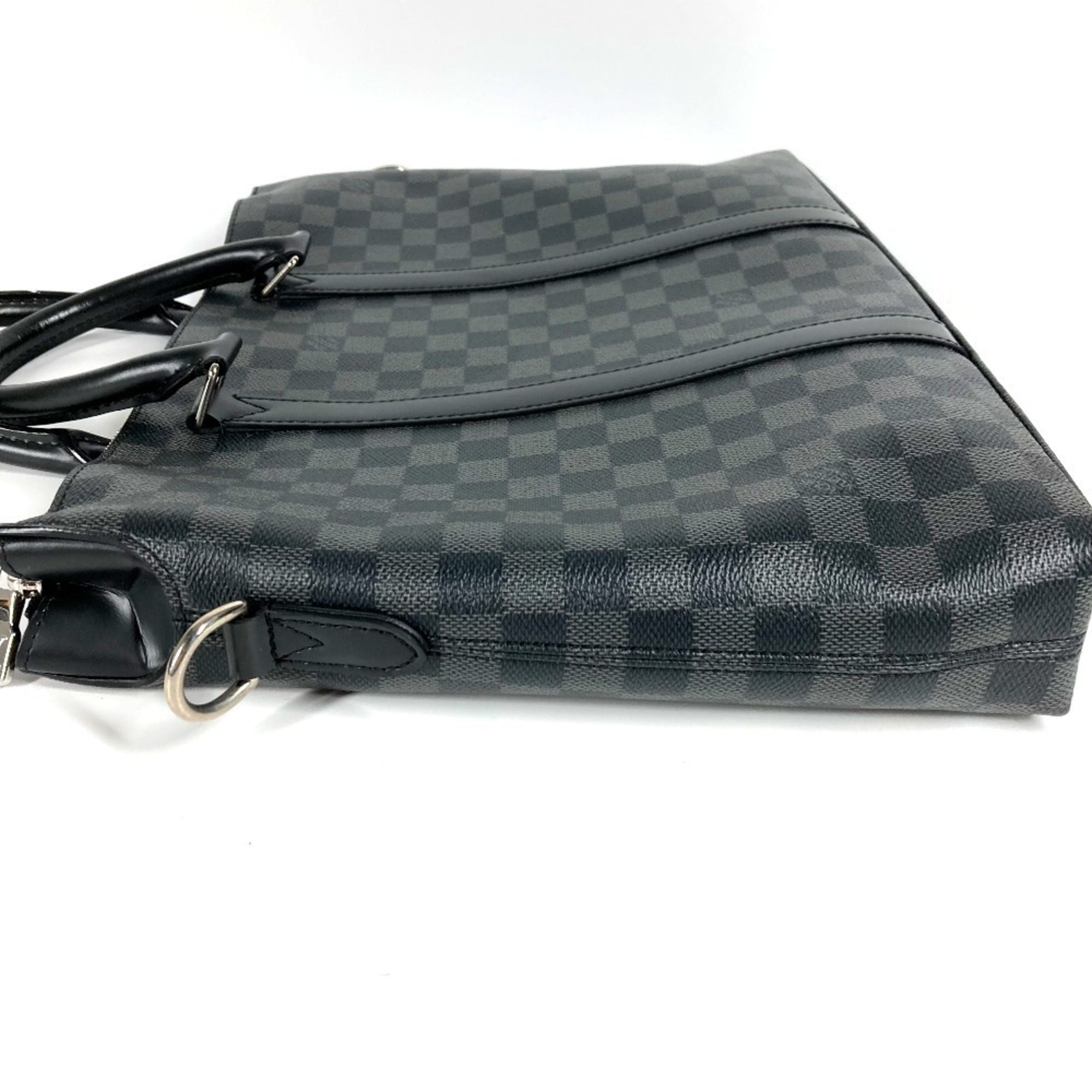 LOUIS VUITTON N40024 Damier Graphite Anton Briefcase, 2-Way Bag, Document Shoulder Handbag, Business Canvas, Black, Men's and Women's