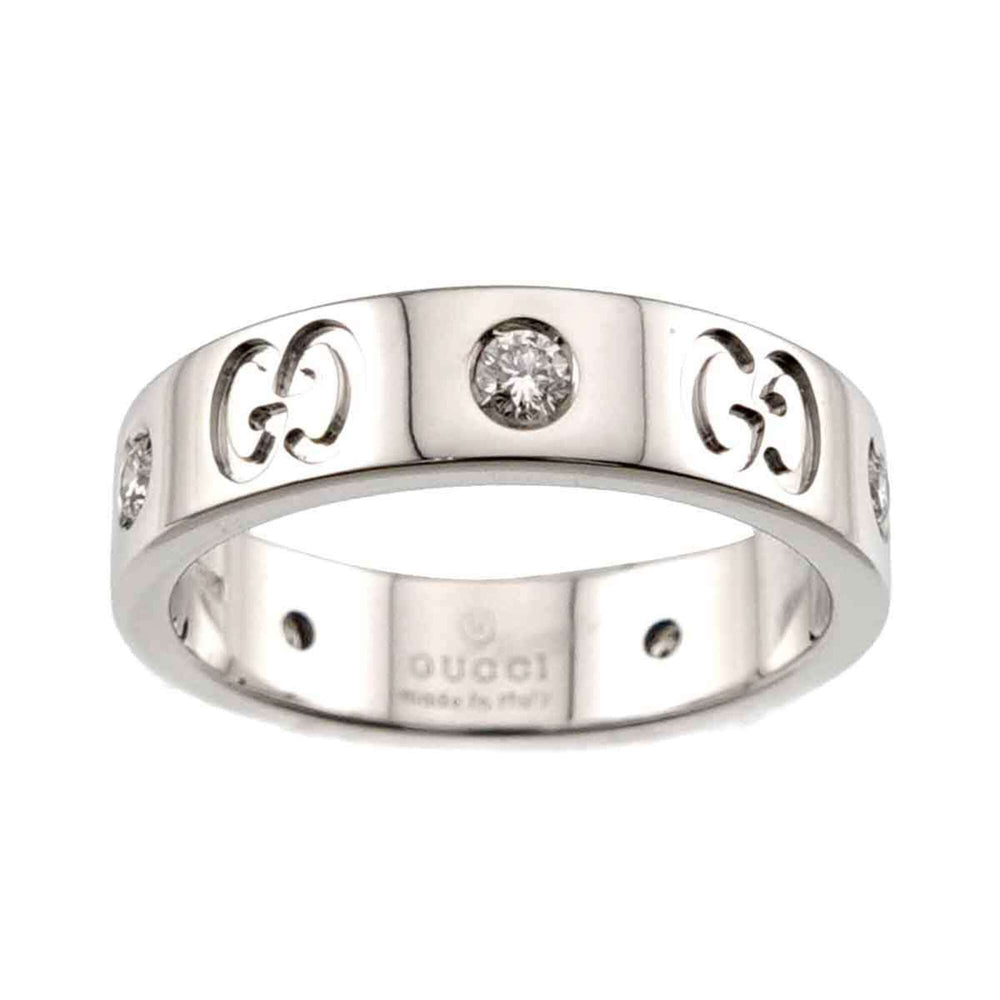 Gucci Icon #7 Ring with Diamonds, 18K White Gold (750) — Like New